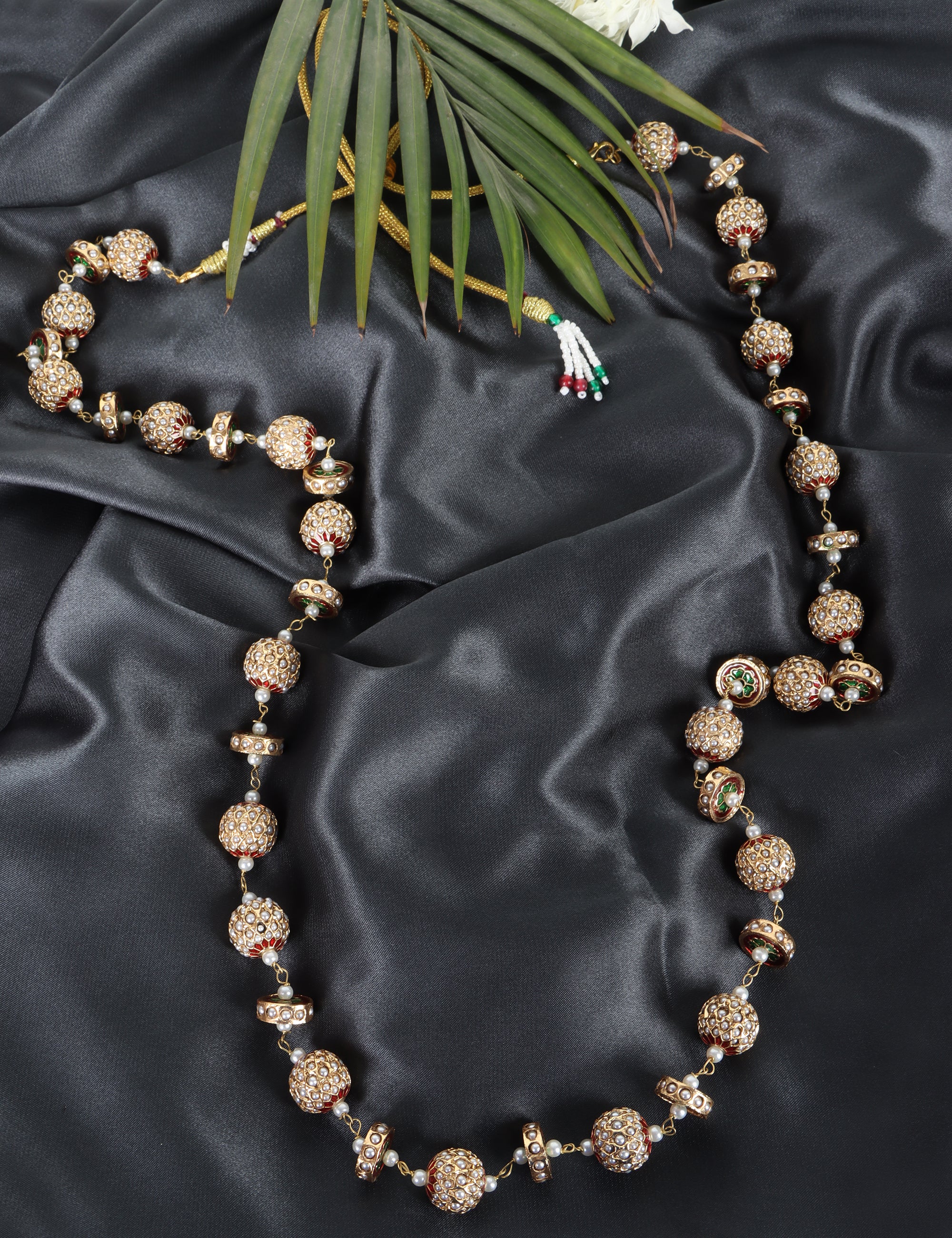 Timeless Single-Line Sona Moti Necklace - QUEENS JEWELS