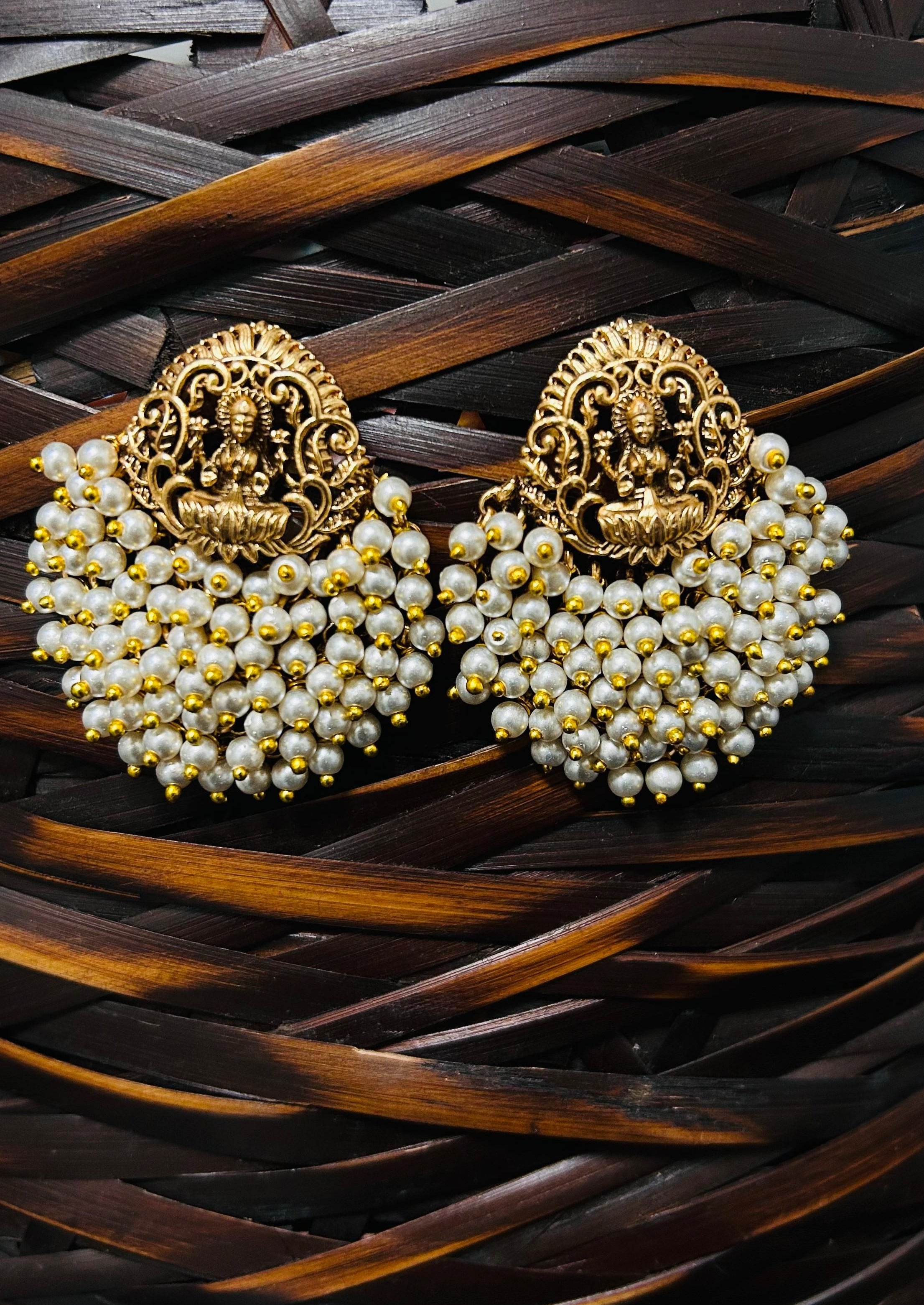 Imara Beads Drop Temple Earrings - QUEENS JEWELS