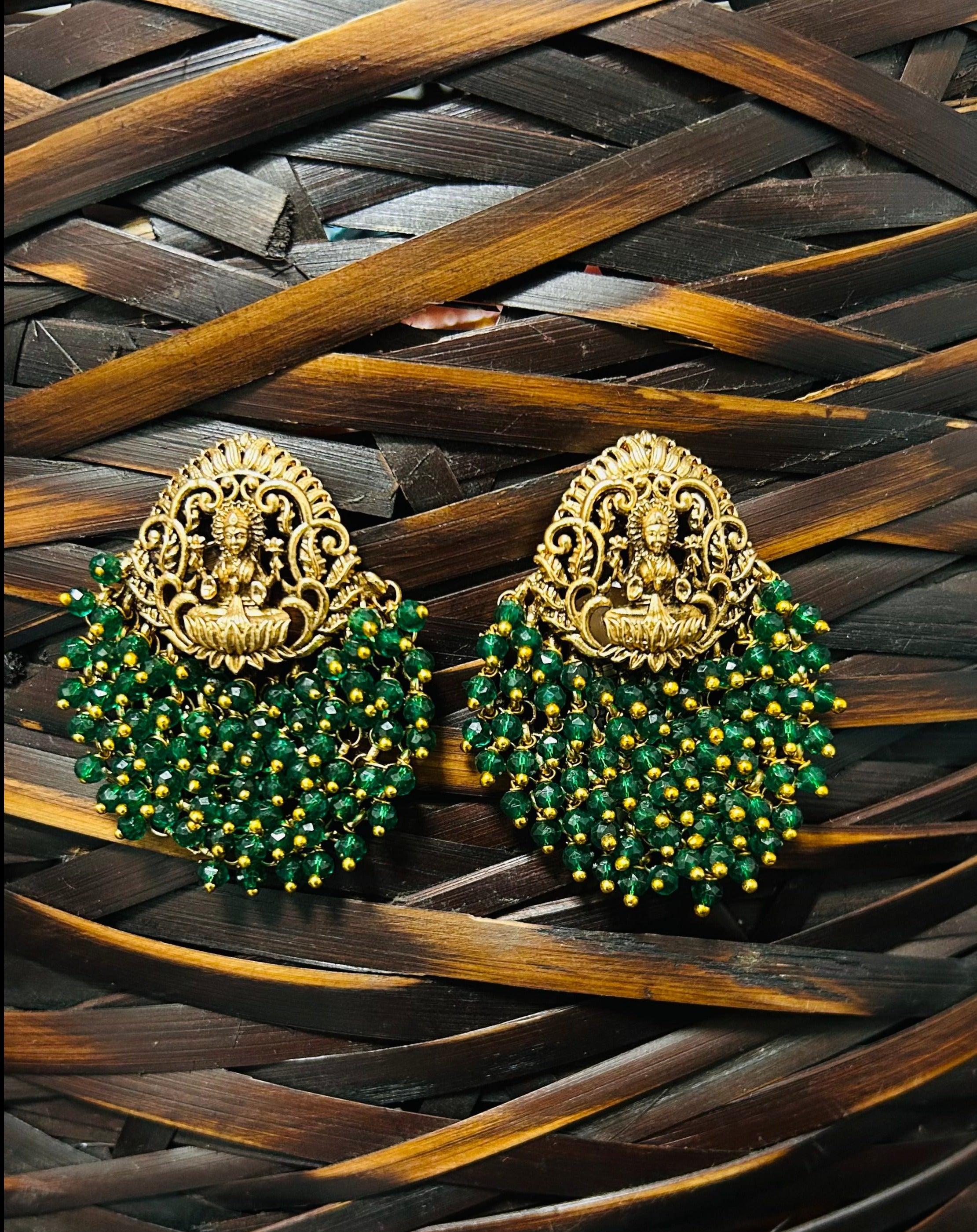 Imara Beads Drop Temple Earrings - QUEENS JEWELS
