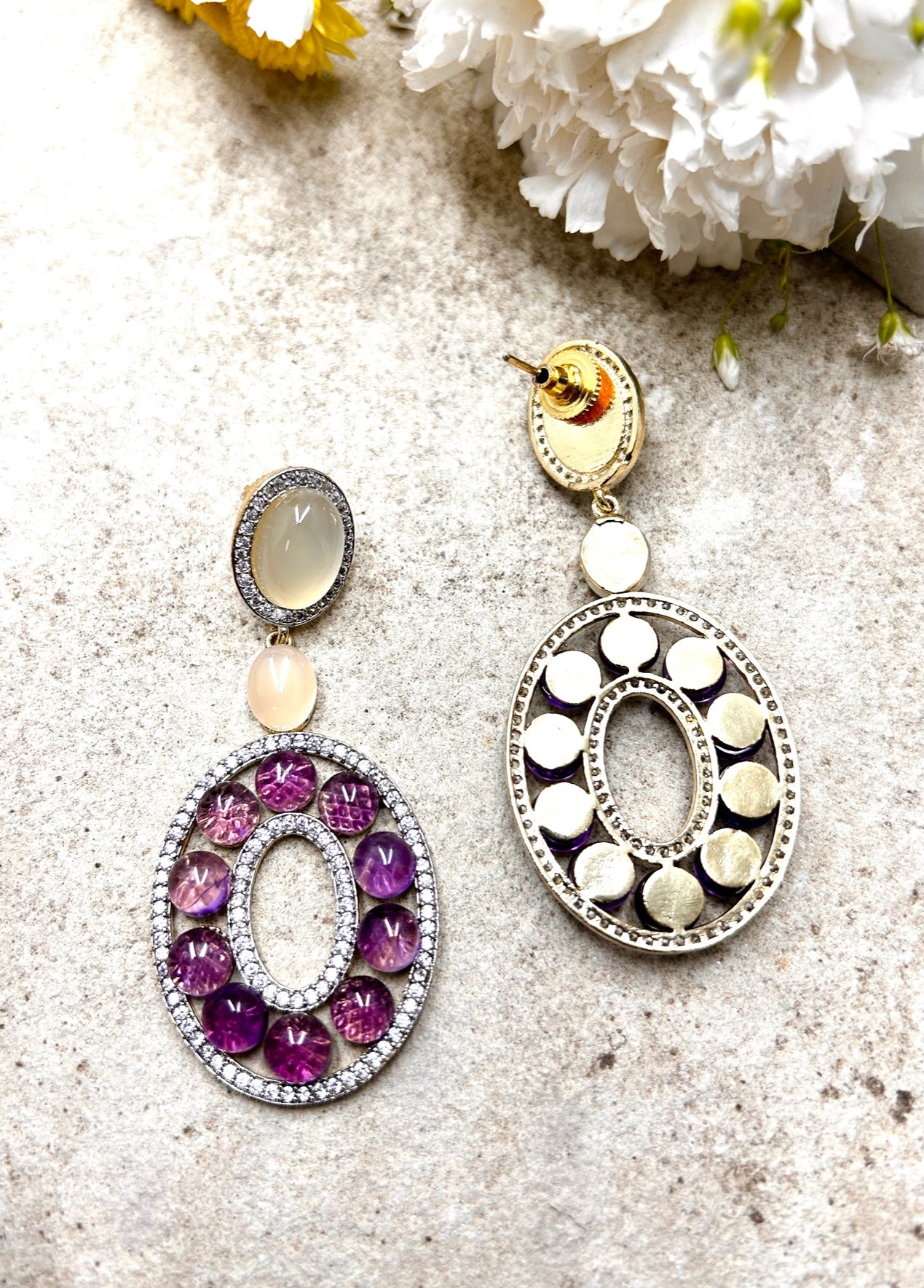 Amethyst Elegance Drops Earrings - QUEENS JEWELS
