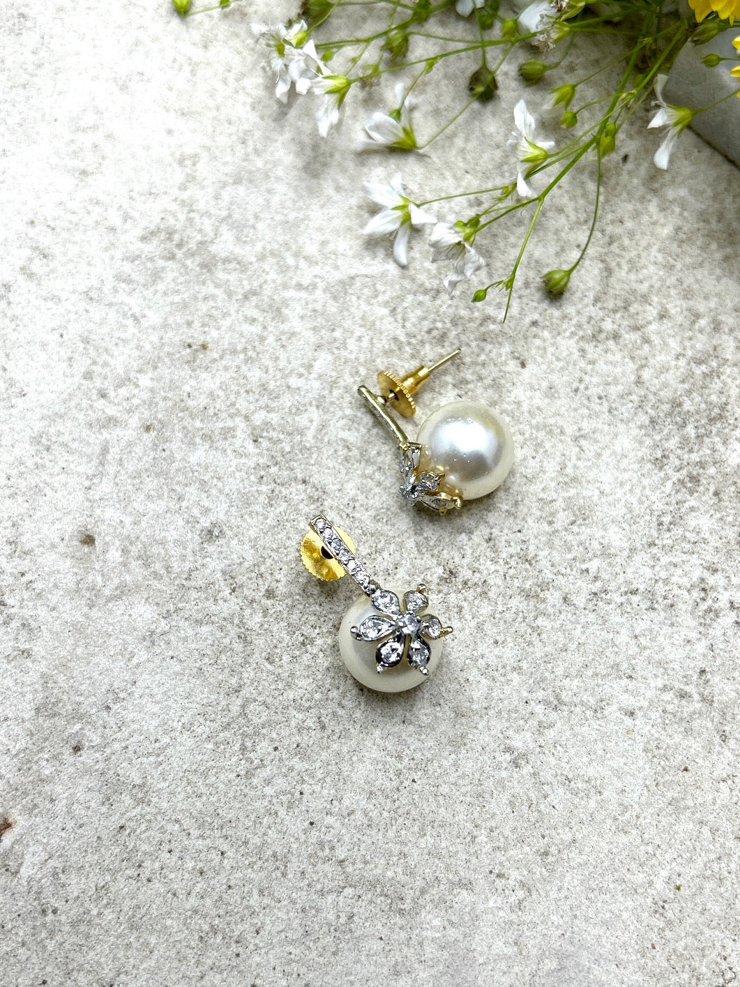 Timeless Classic Polki Pearl Studs - QUEENS JEWELS