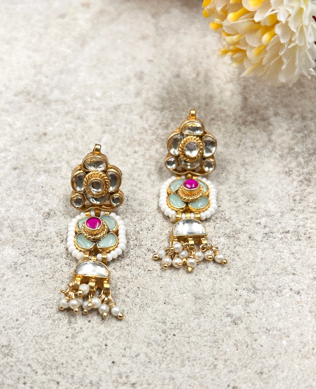 Ayah Kundan Earrings - QUEENS JEWELS