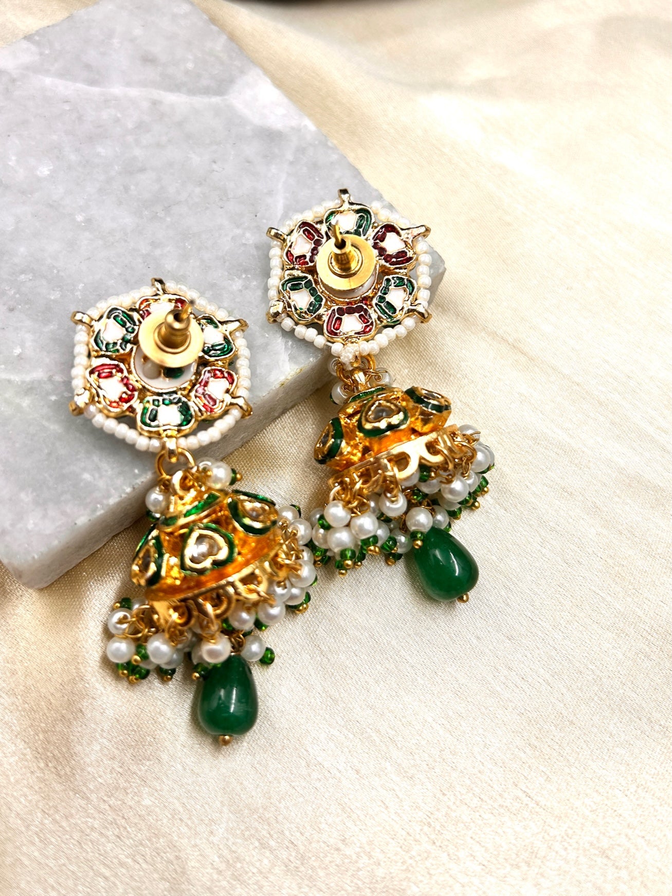 Tasleen Kundan Jhumka Earrings - QUEENS JEWELS