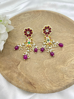 Eiravati Gold Plating Kundan Polki Earrings - QUEENS JEWELS