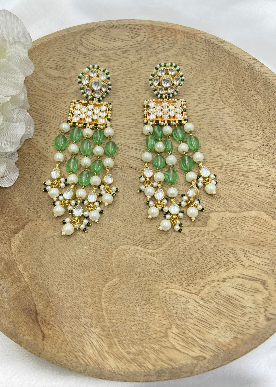 Falguni Gold Plated Kundan Polki Earrings - QUEENS JEWELS