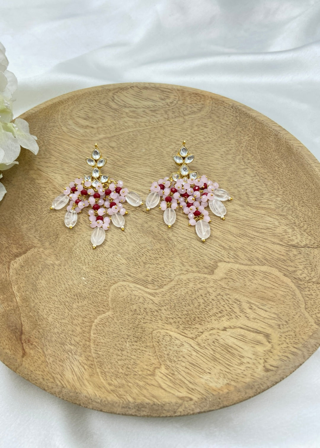 Hiral Gold Plated Kundan Polki Earrings - QUEENS JEWELS