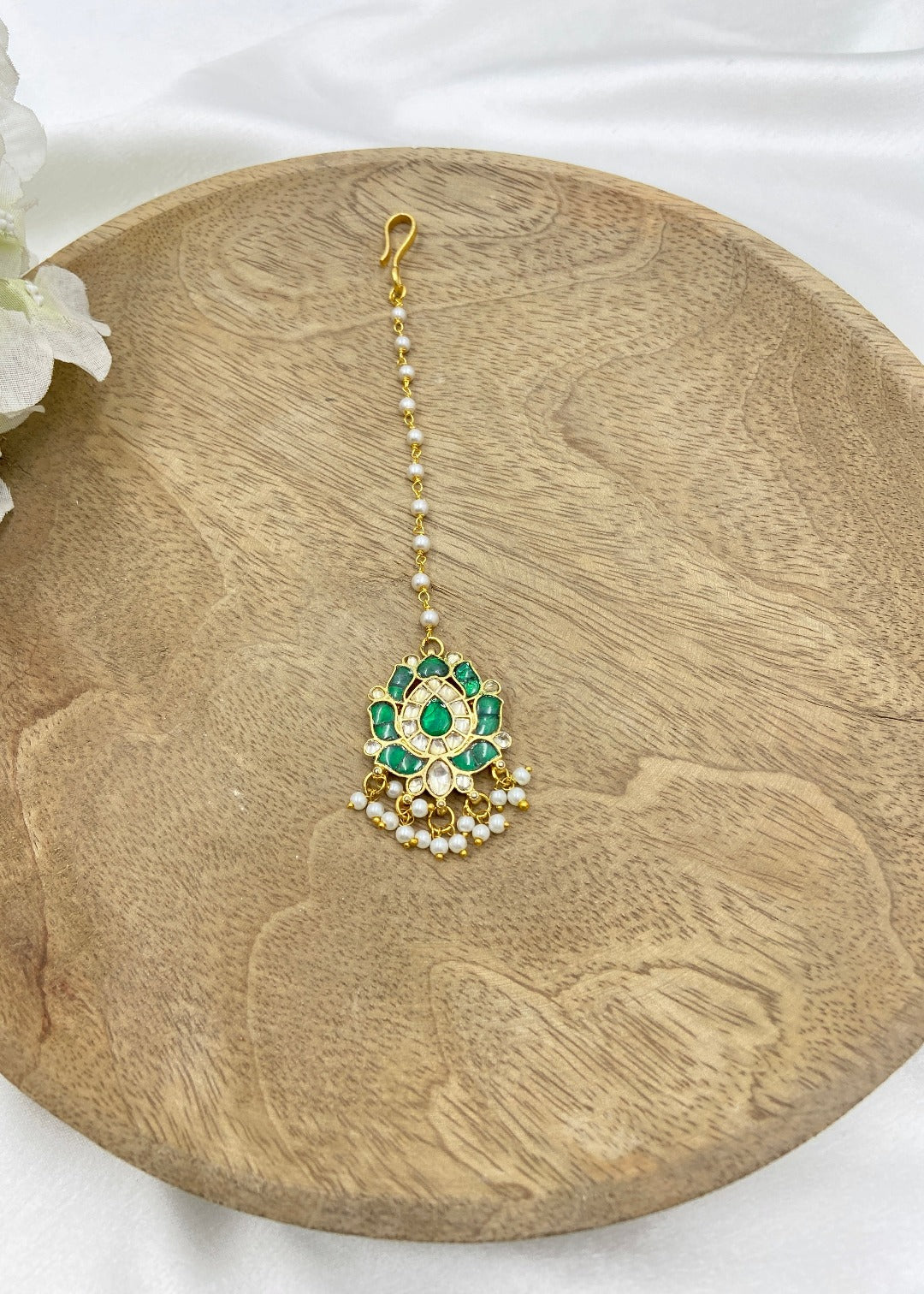 Turvi Gold Plated Kundan Polki Maangtikka - QUEENS JEWELS
