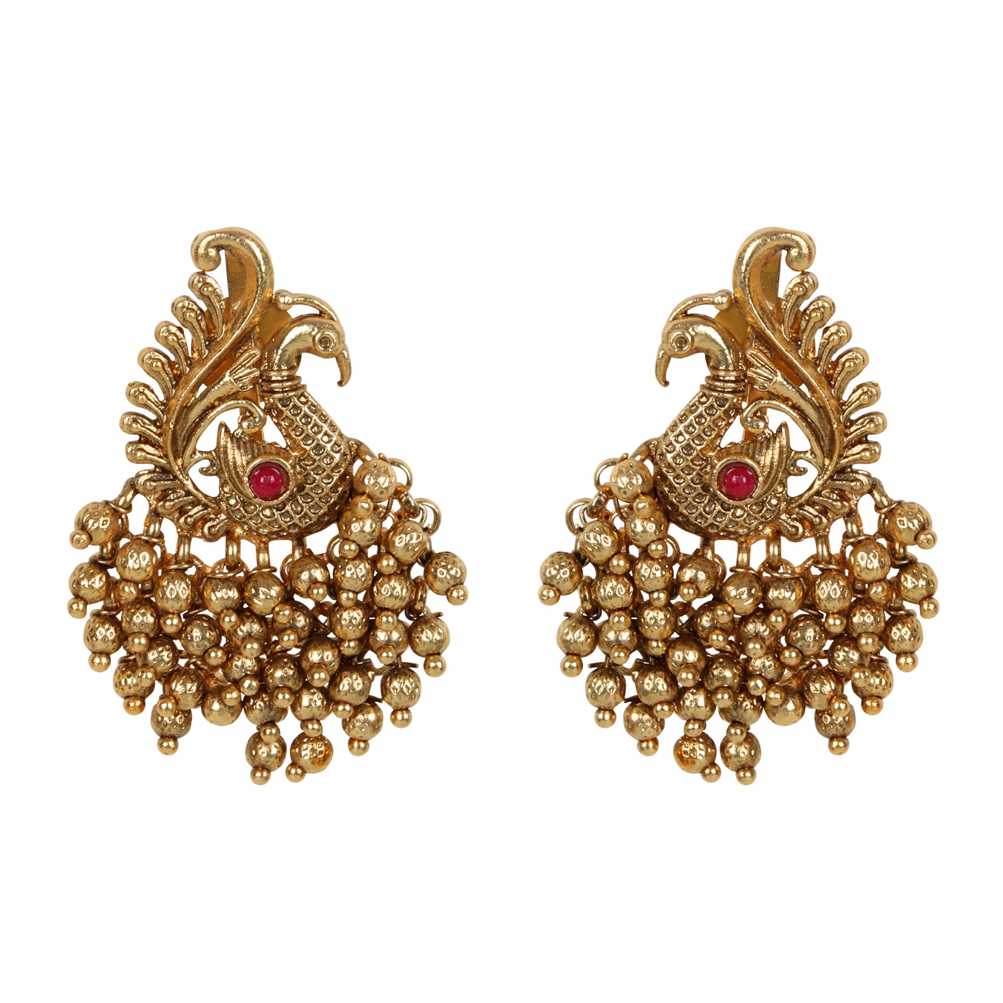 Adia Golden Temple Necklace Set With Earrings - QUEENS JEWELS