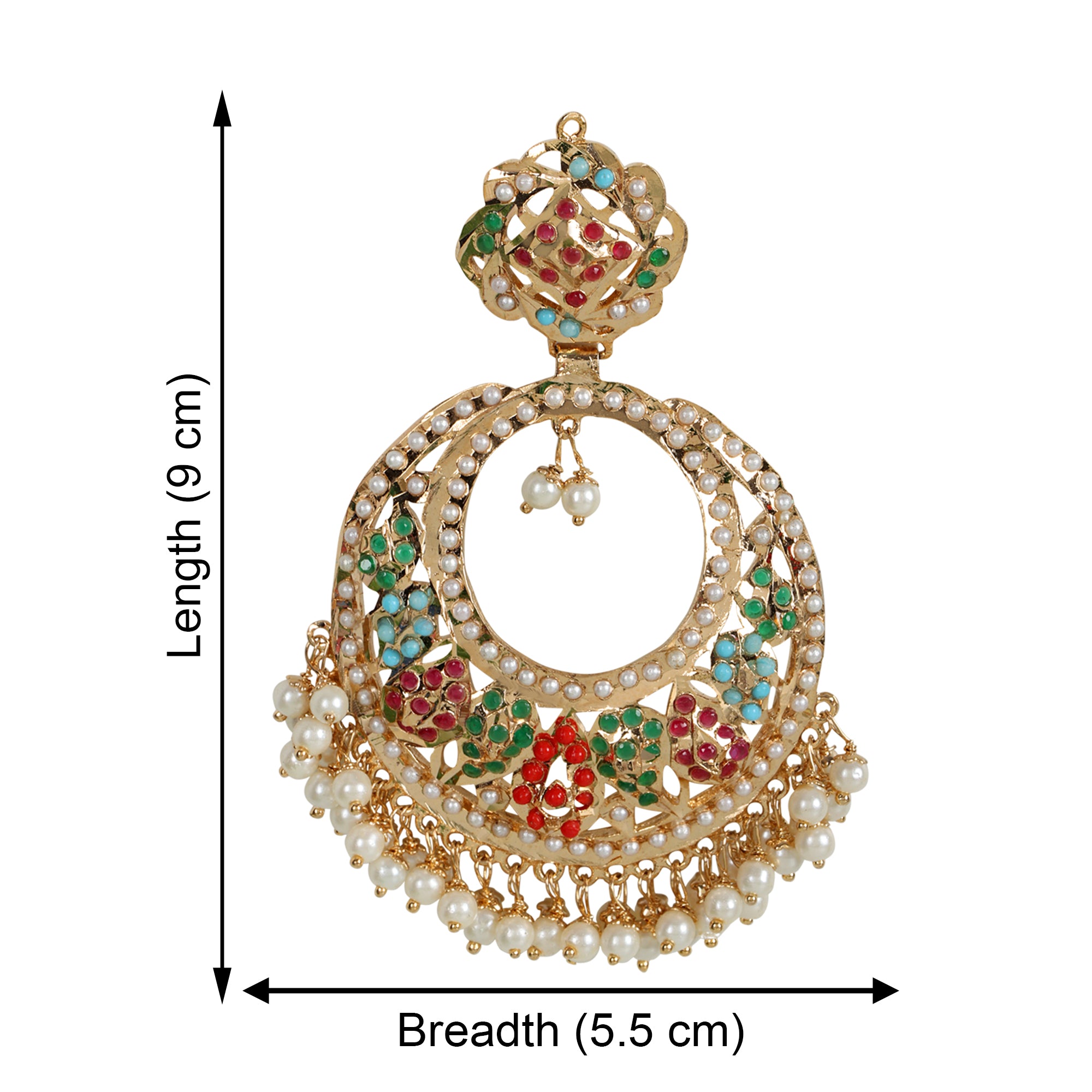 Roohi Jadau Chaandbali - Navratan - QUEENS JEWELS