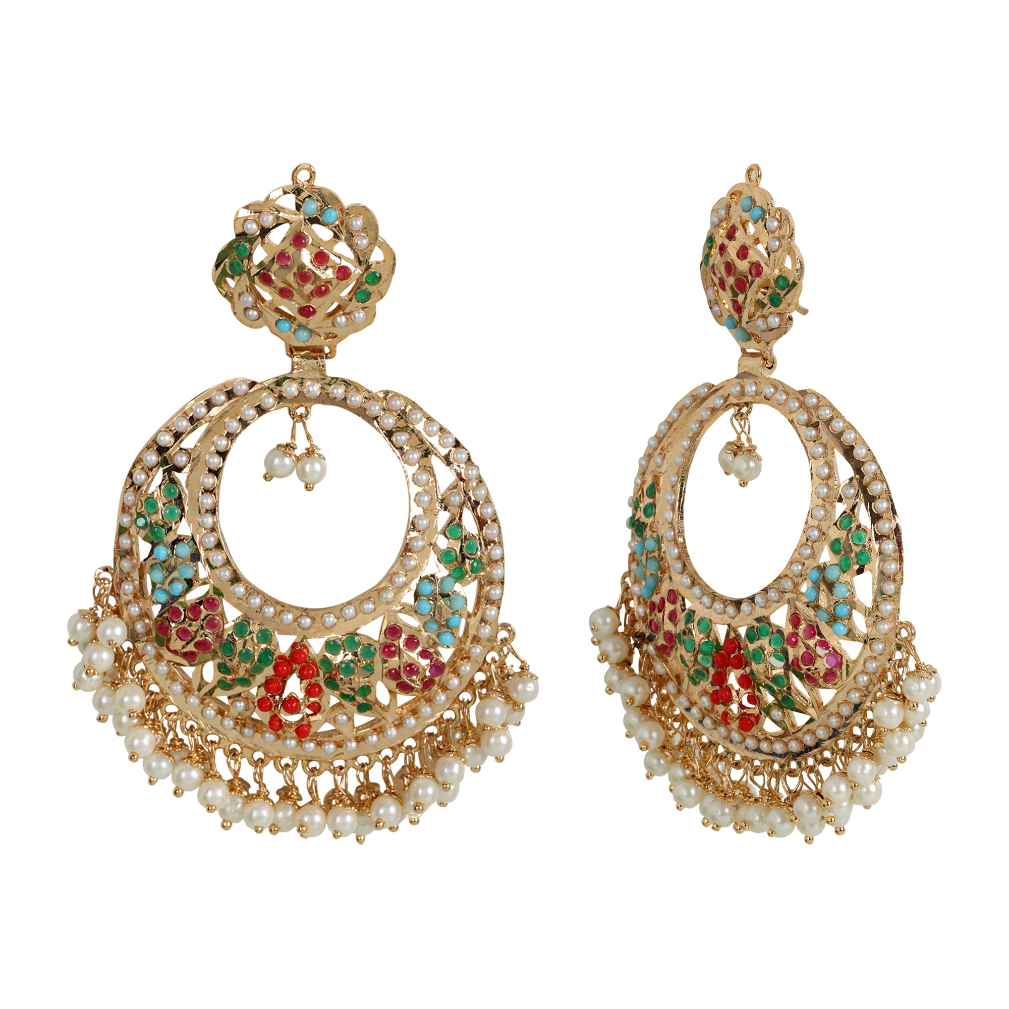 Roohi Jadau Chaandbali - Navratan - QUEENS JEWELS