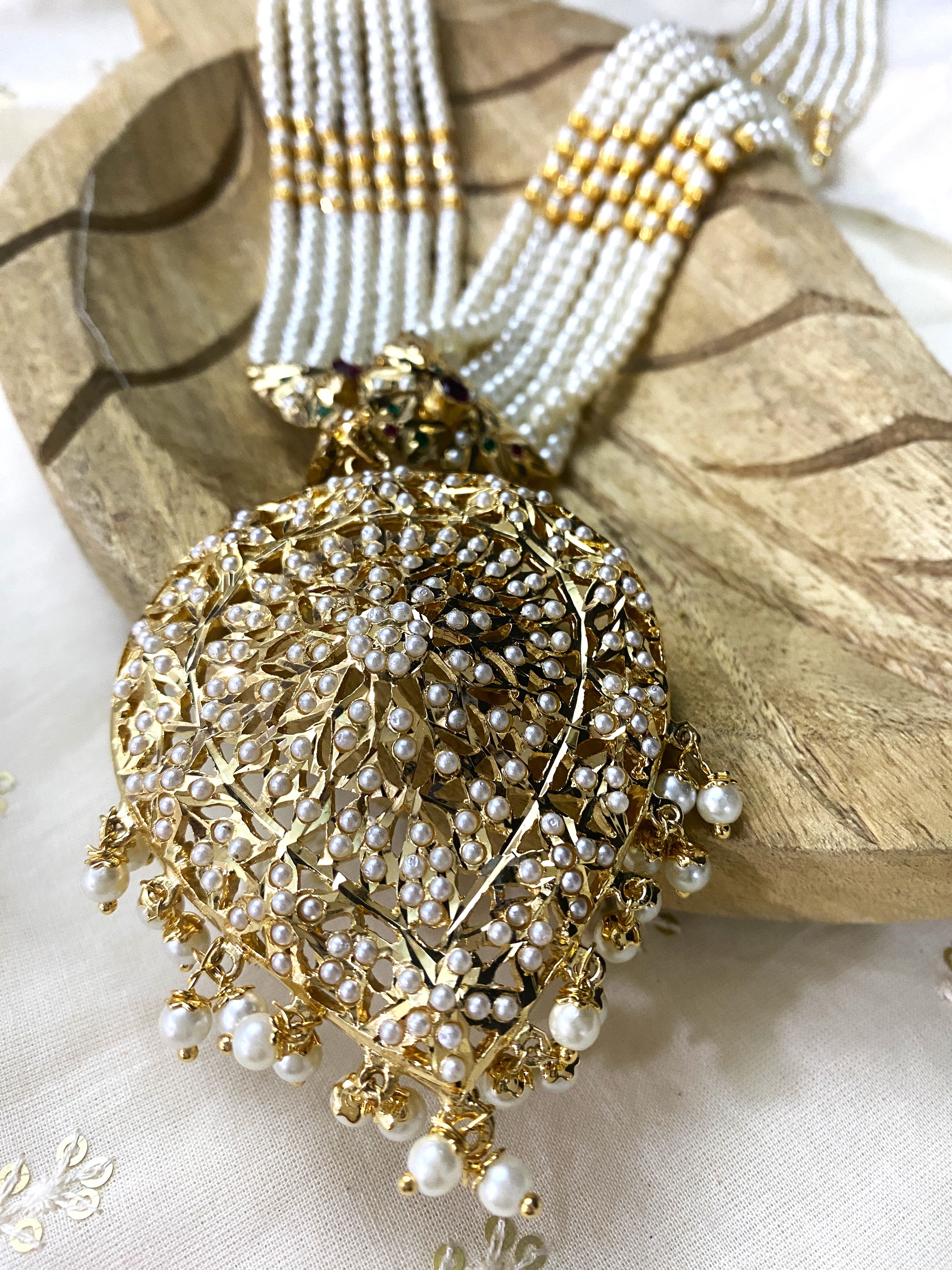 Petal Shaped Rani Haar Jadau Long Necklace (without Earrings) - QUEENS JEWELS