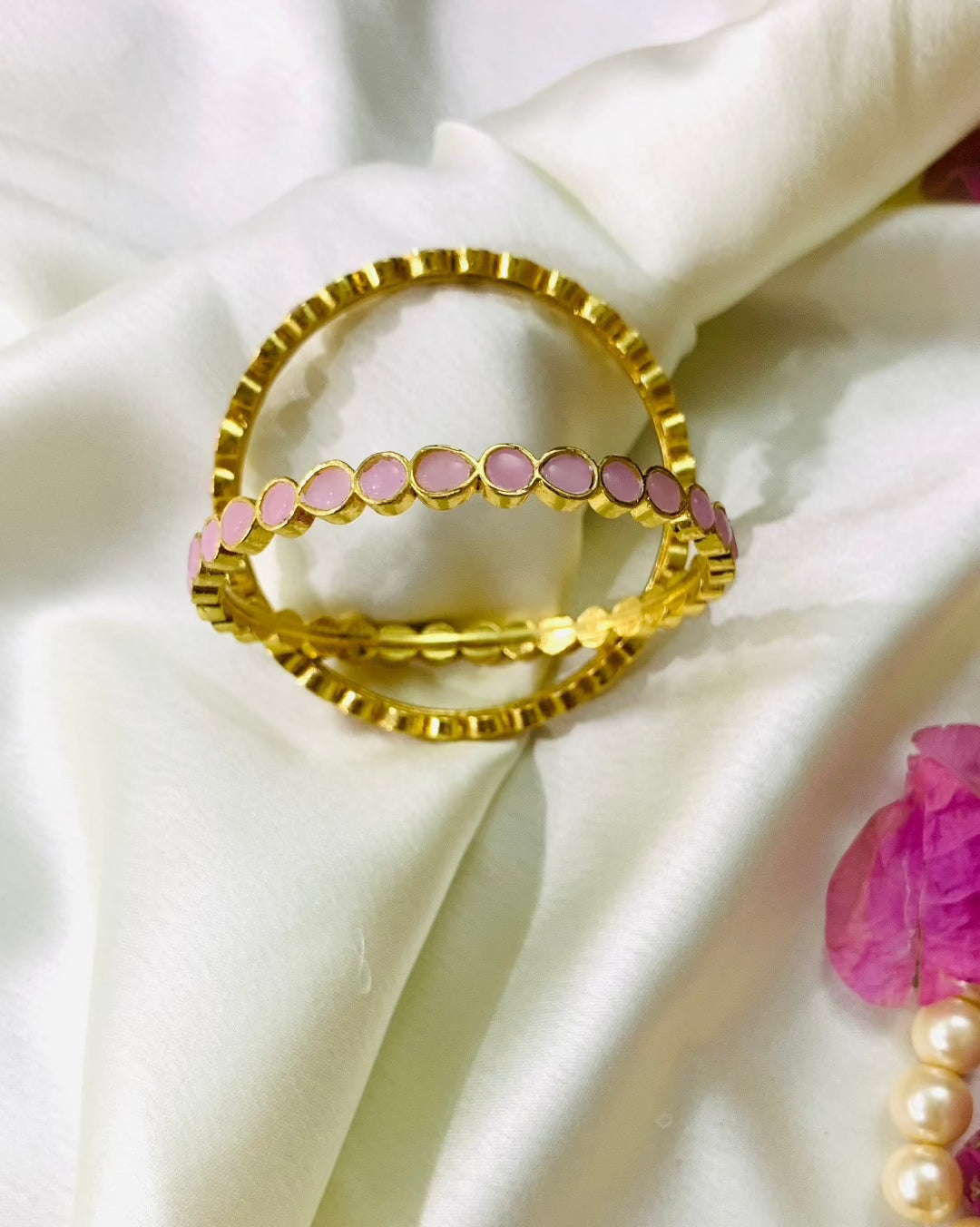 Aaheli Pachi Kundan Bangle Pair - QUEENS JEWELS