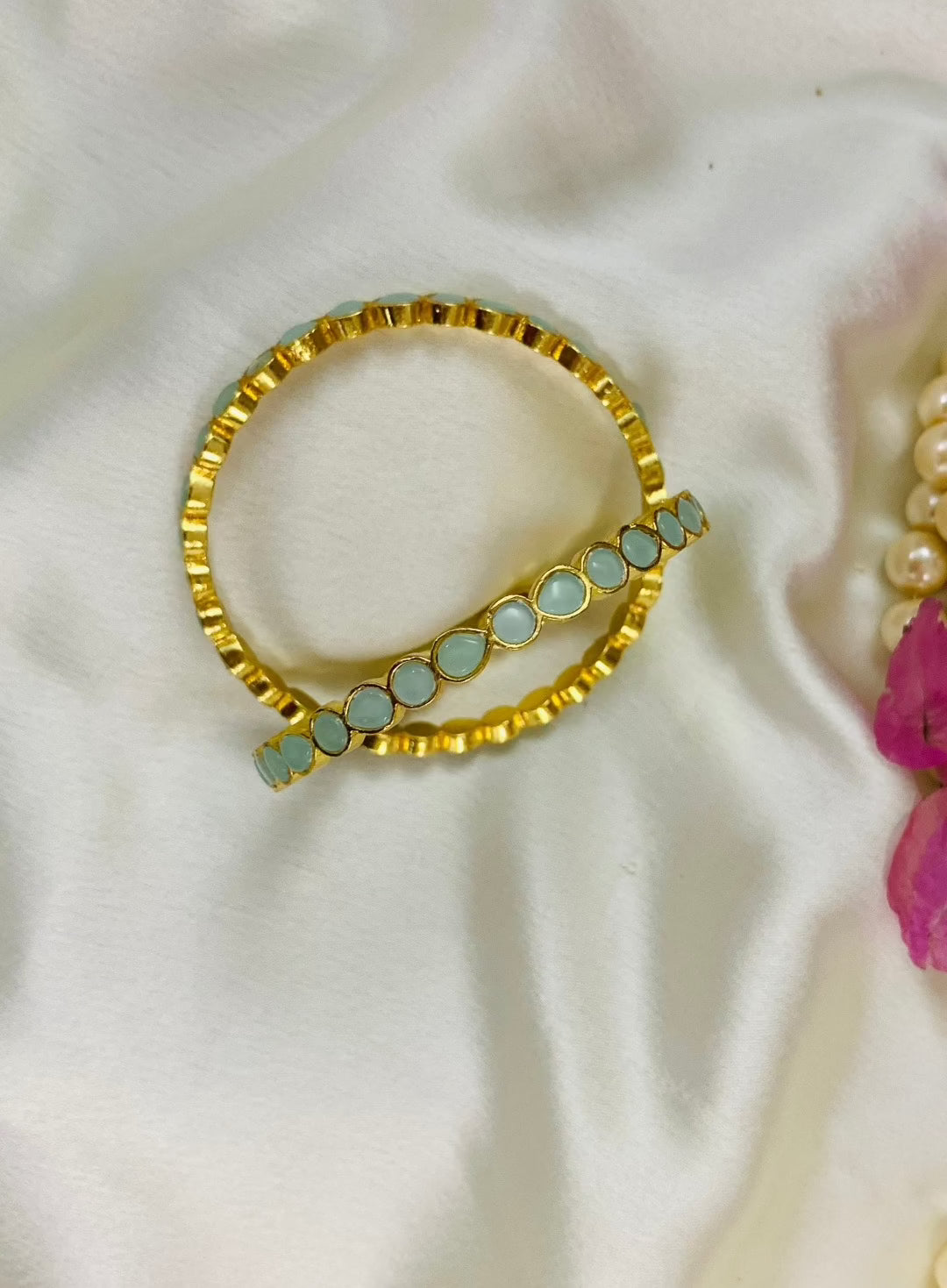 Aaheli Pachi Kundan Bangle Pair - QUEENS JEWELS