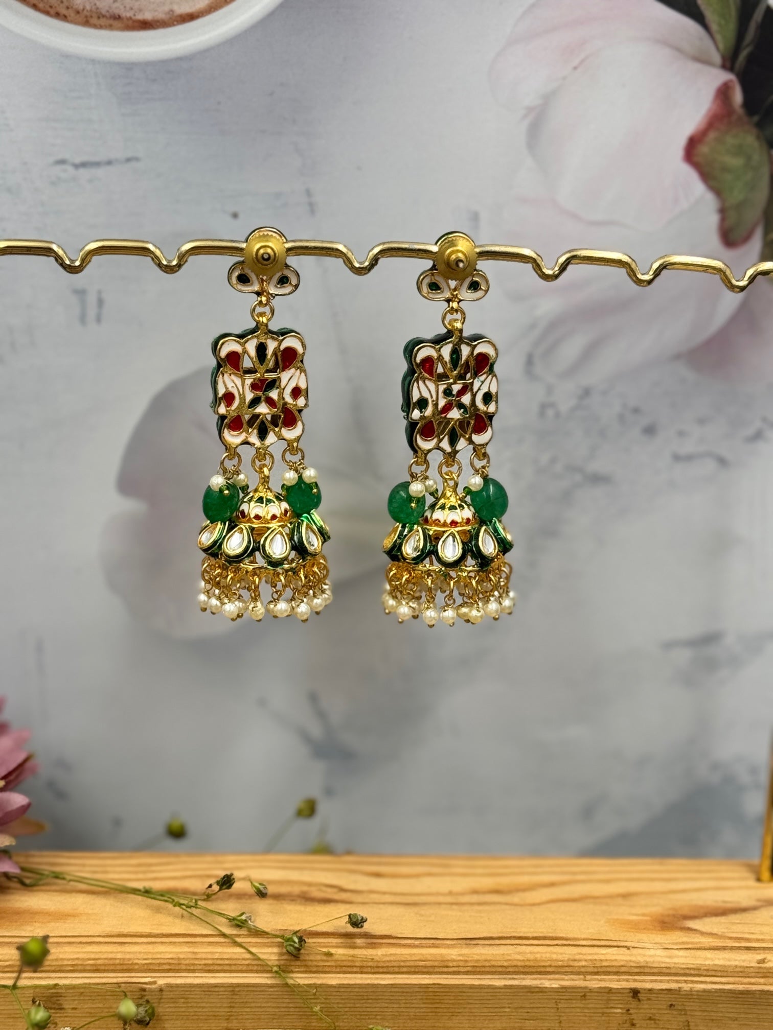 Noor Chahat Kundan Jhumka Earrings - QUEENS JEWELS