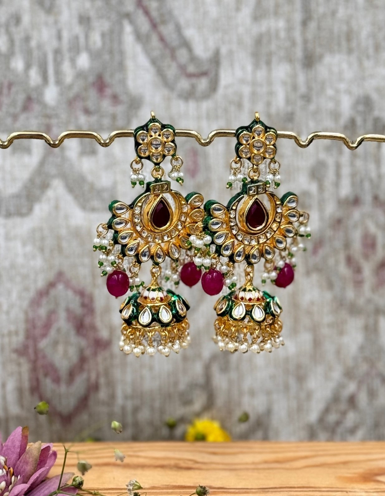 Yasmin Kundan Earrings Multicolor - QUEENS JEWELS
