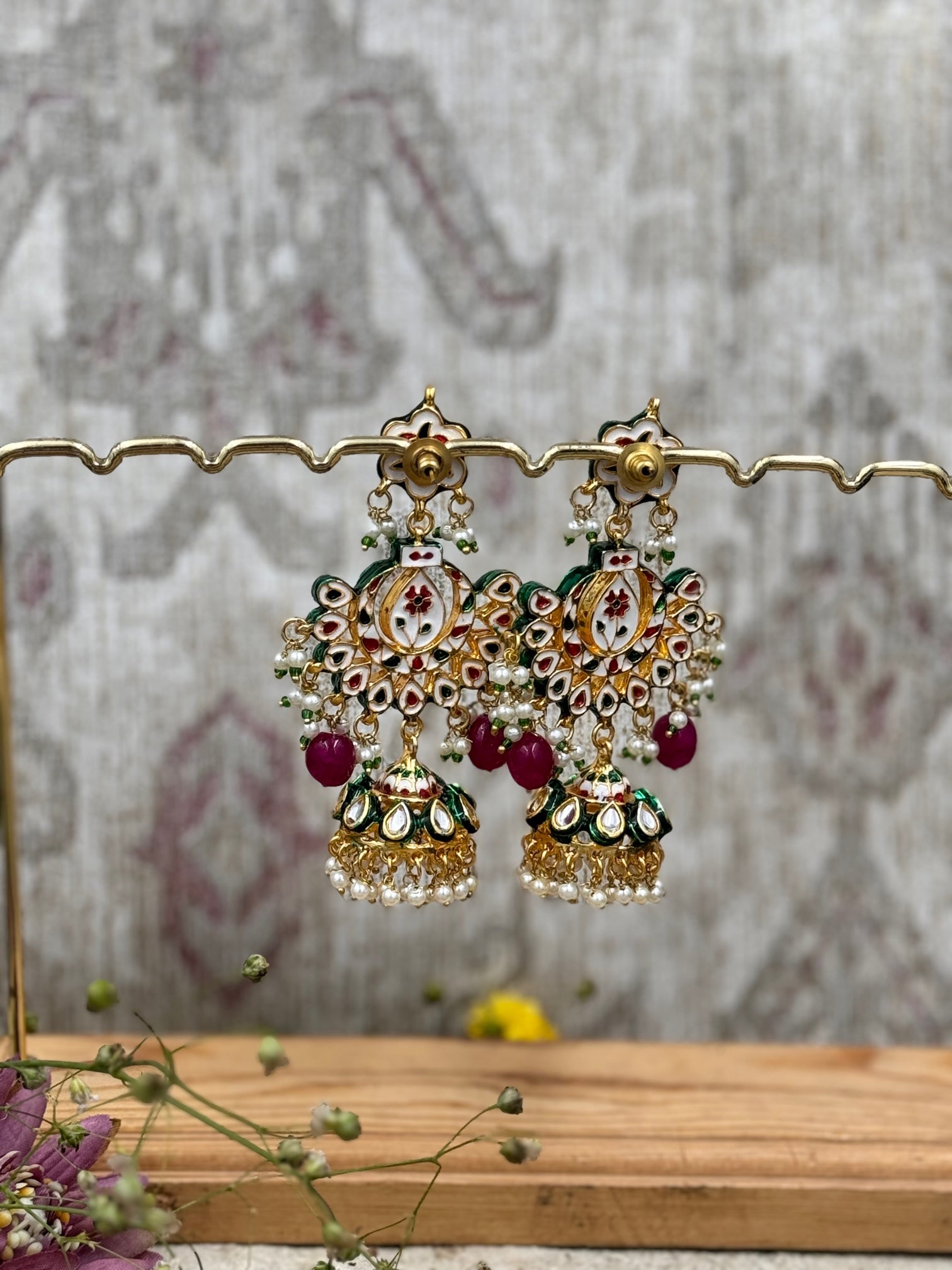 Yasmin Kundan Earrings Multicolor - QUEENS JEWELS