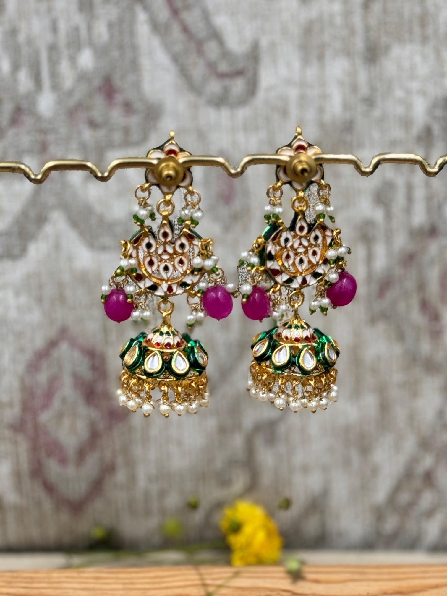 Zara Kundan Jhumka Earrings - QUEENS JEWELS