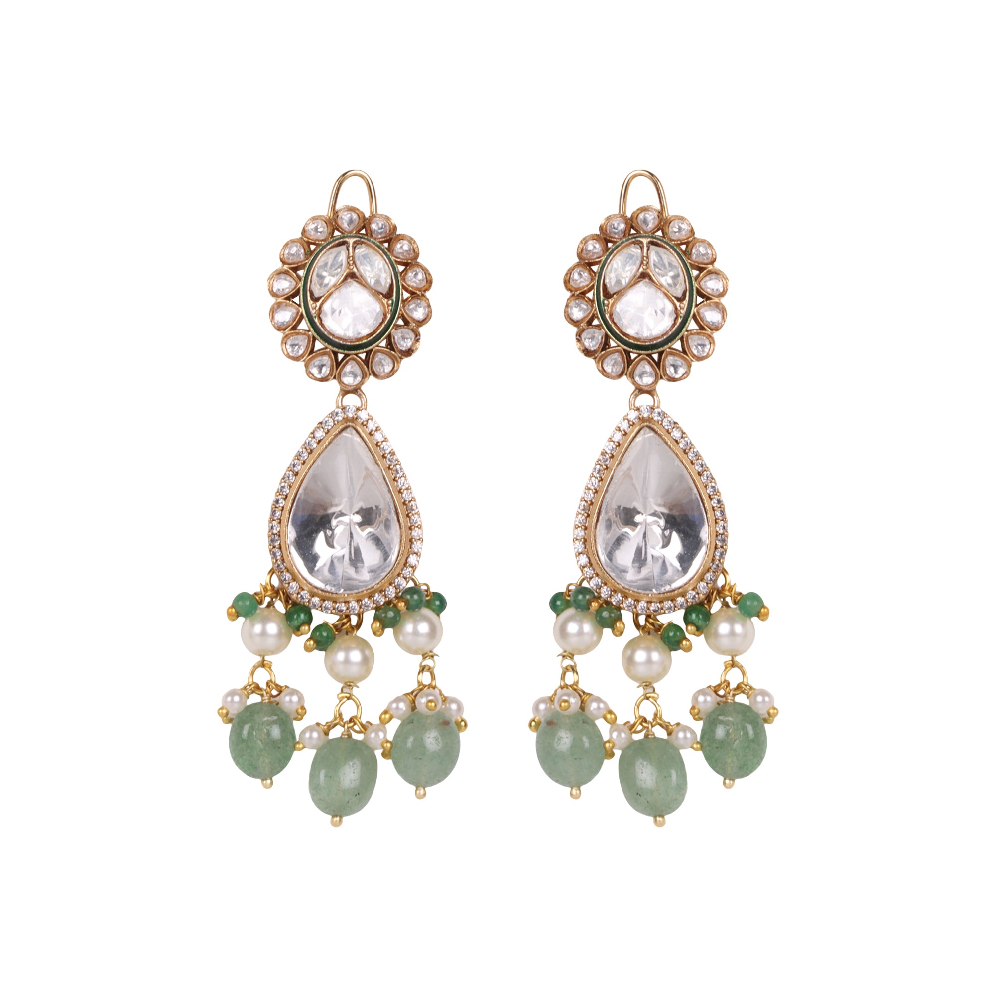 Emerald Royale – Green Bridal Kundan Set with Maangtika - QUEENS JEWELS