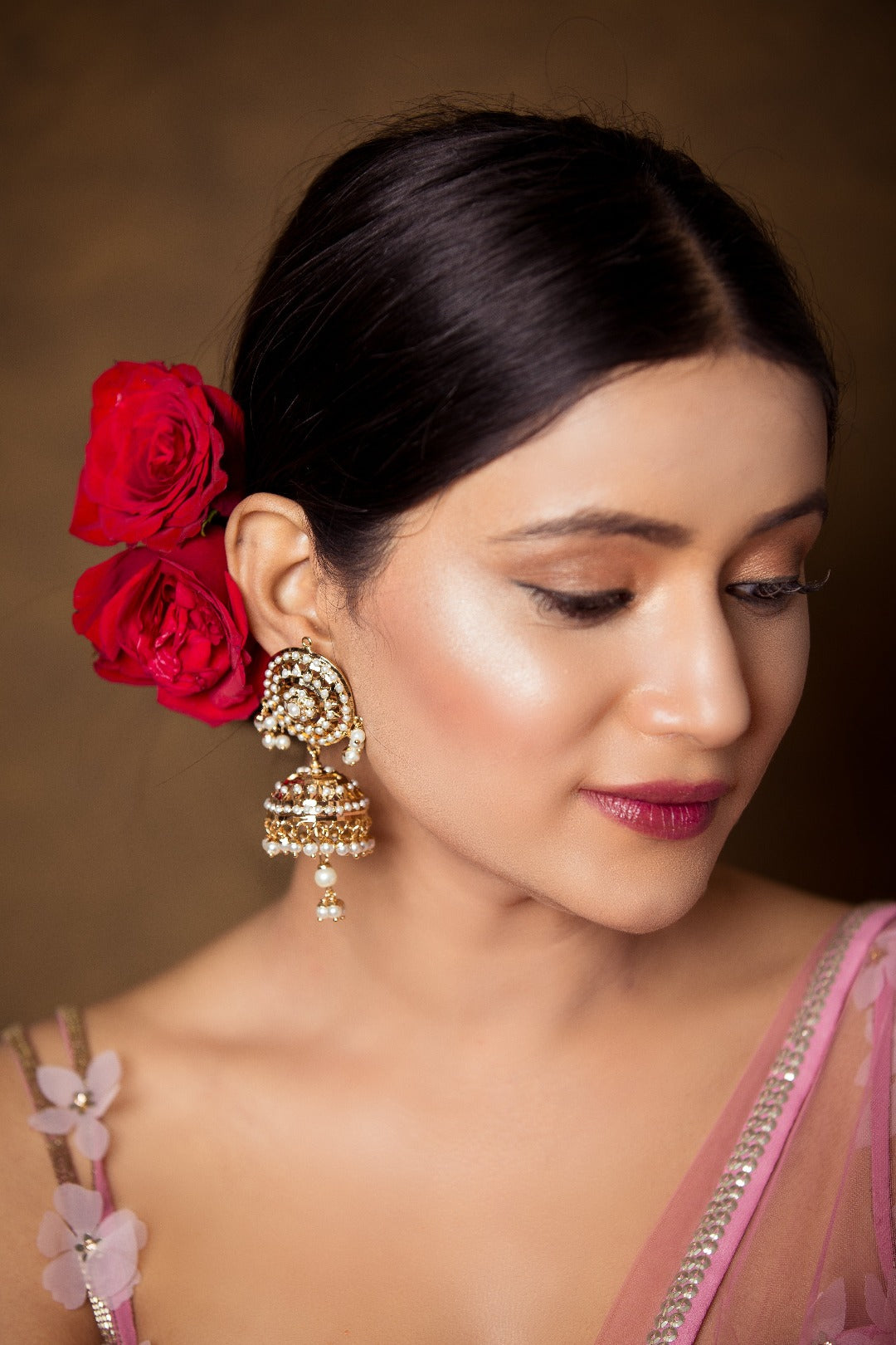 Bridal Jadau Jhumki Earrings - QUEENS JEWELS