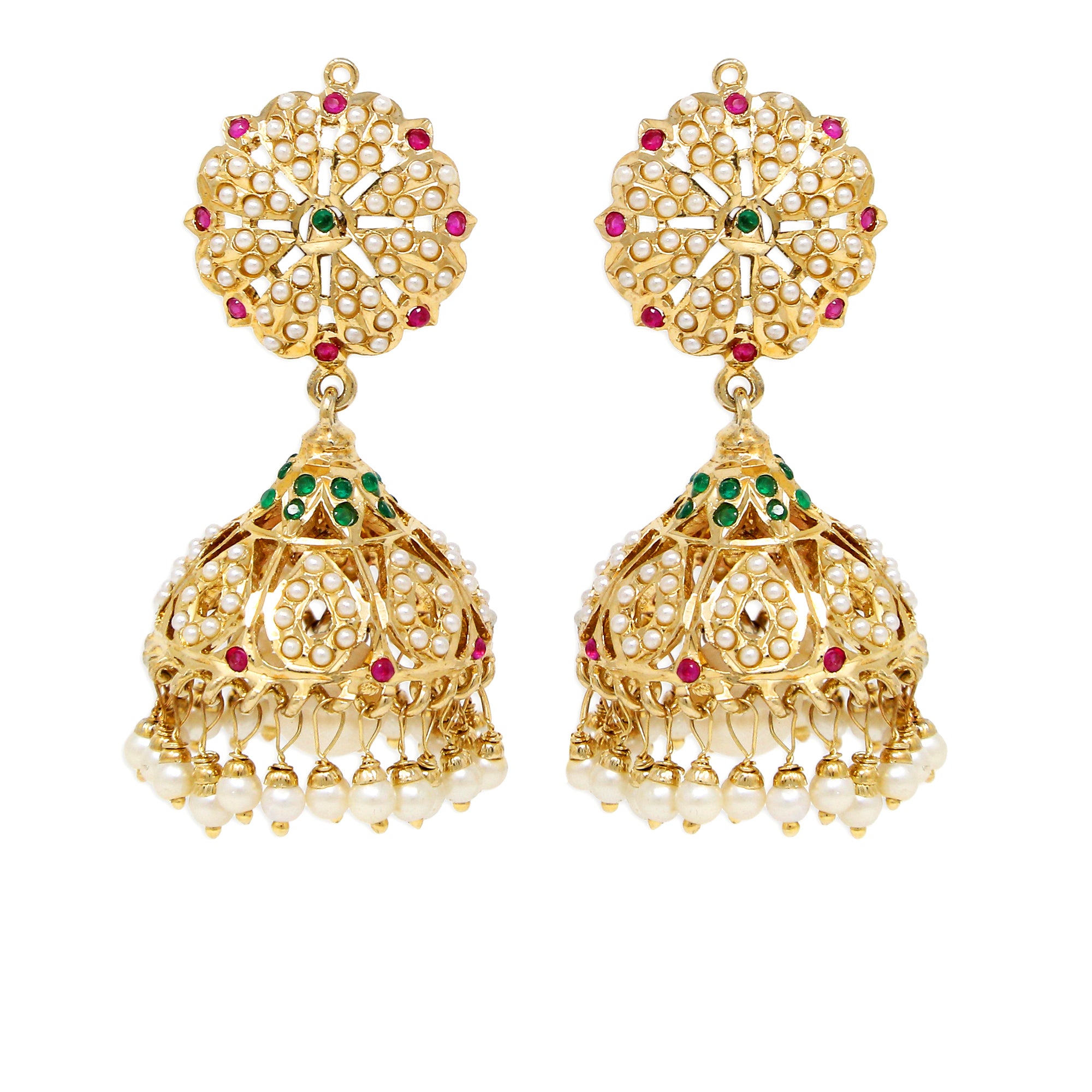 Traditional Bridal Jadau Jhumki Earrings - QUEENS JEWELS