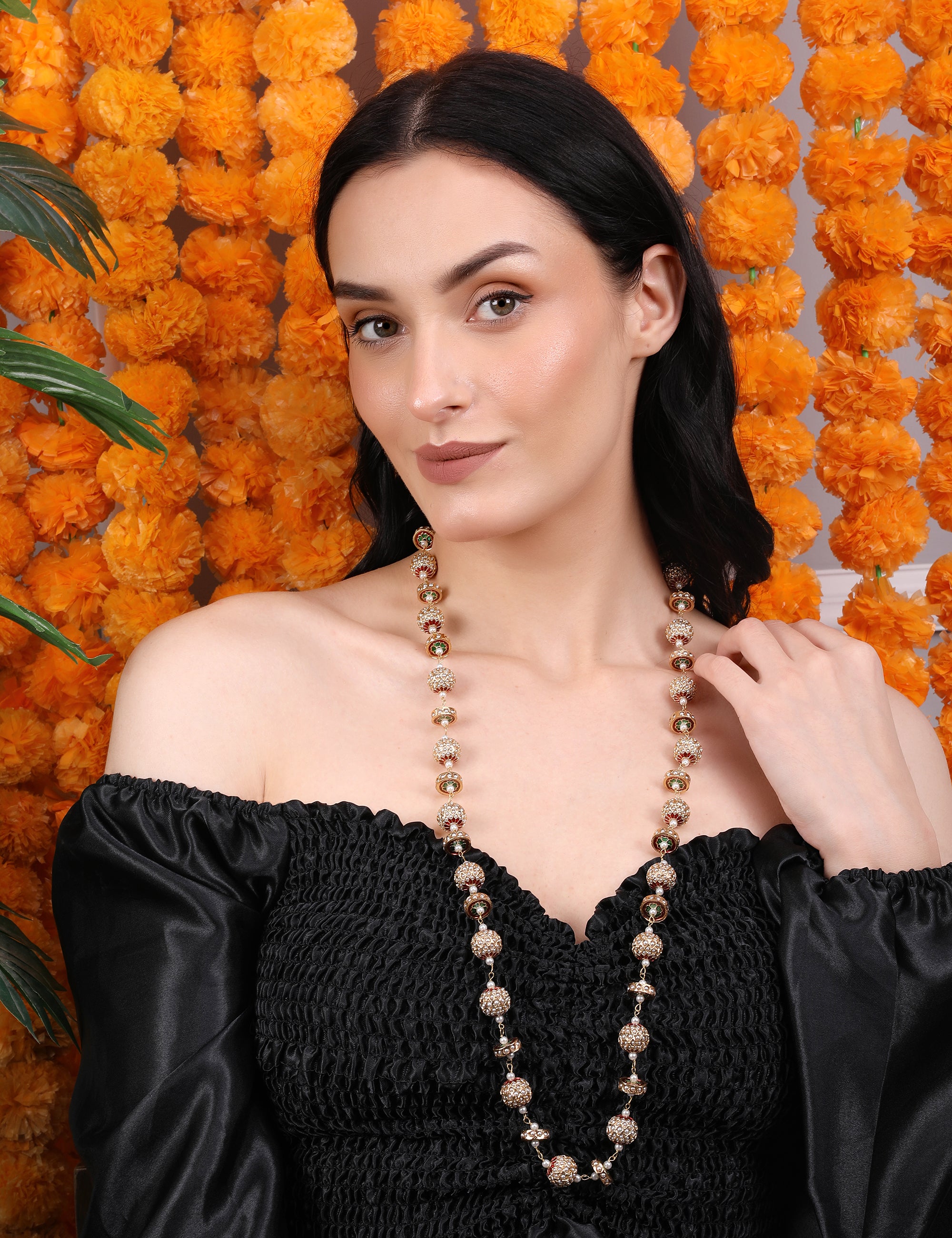 Timeless Single-Line Sona Moti Necklace - QUEENS JEWELS