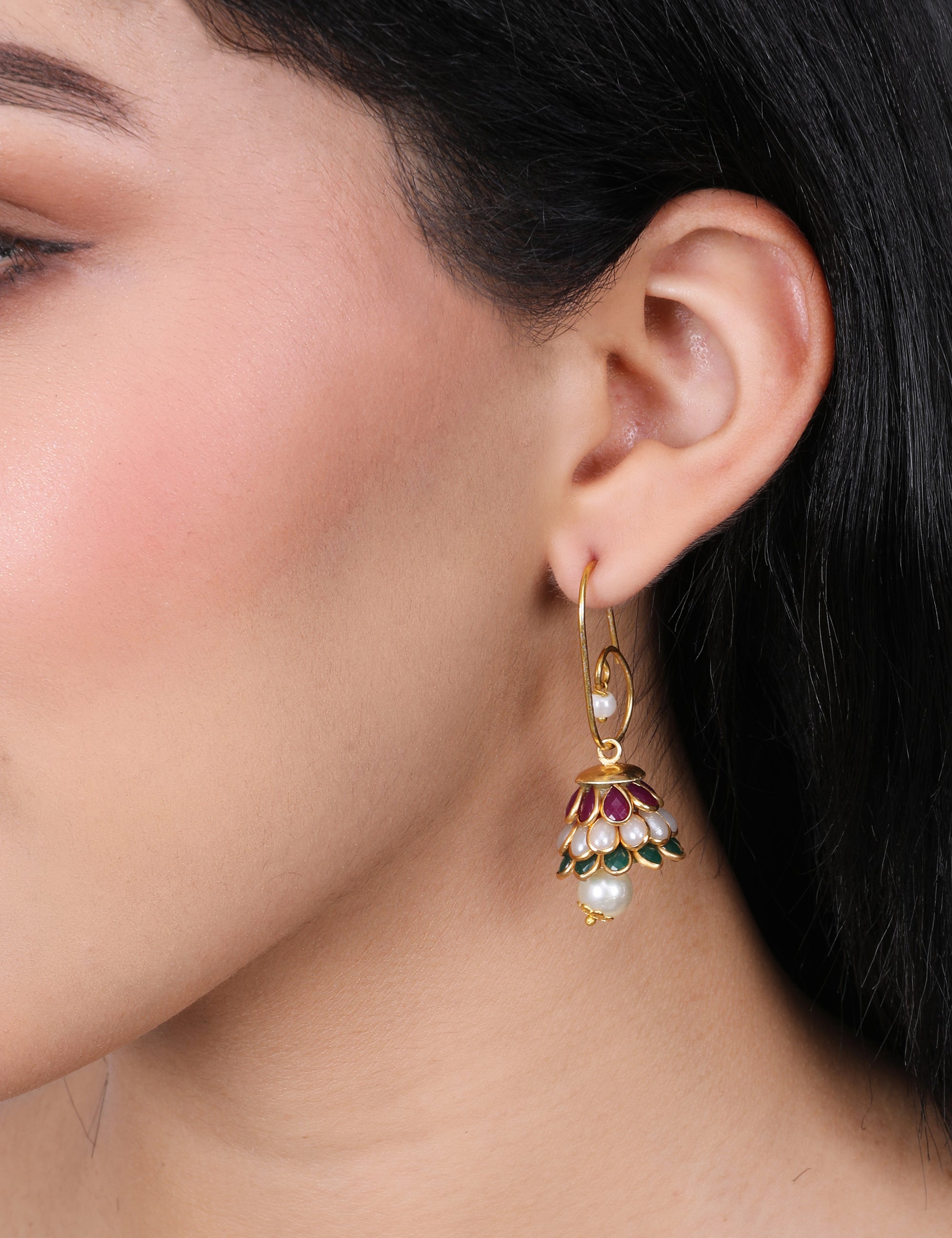 Anika Pachi Jhumka Earrings - Multicolor - QUEENS JEWELS
