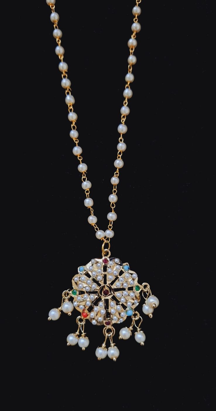 Jadau Moon Pendant - QUEENS JEWELS