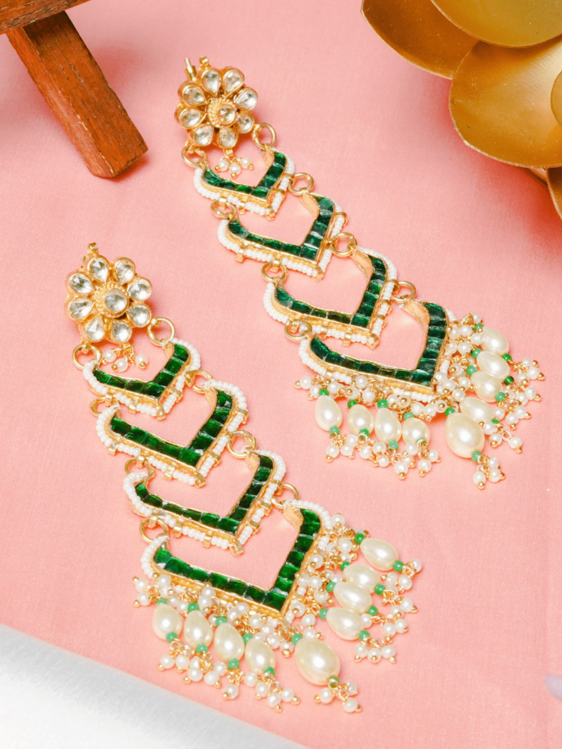 Riana Gold Plated Kundan Earrings - QUEENS JEWELS