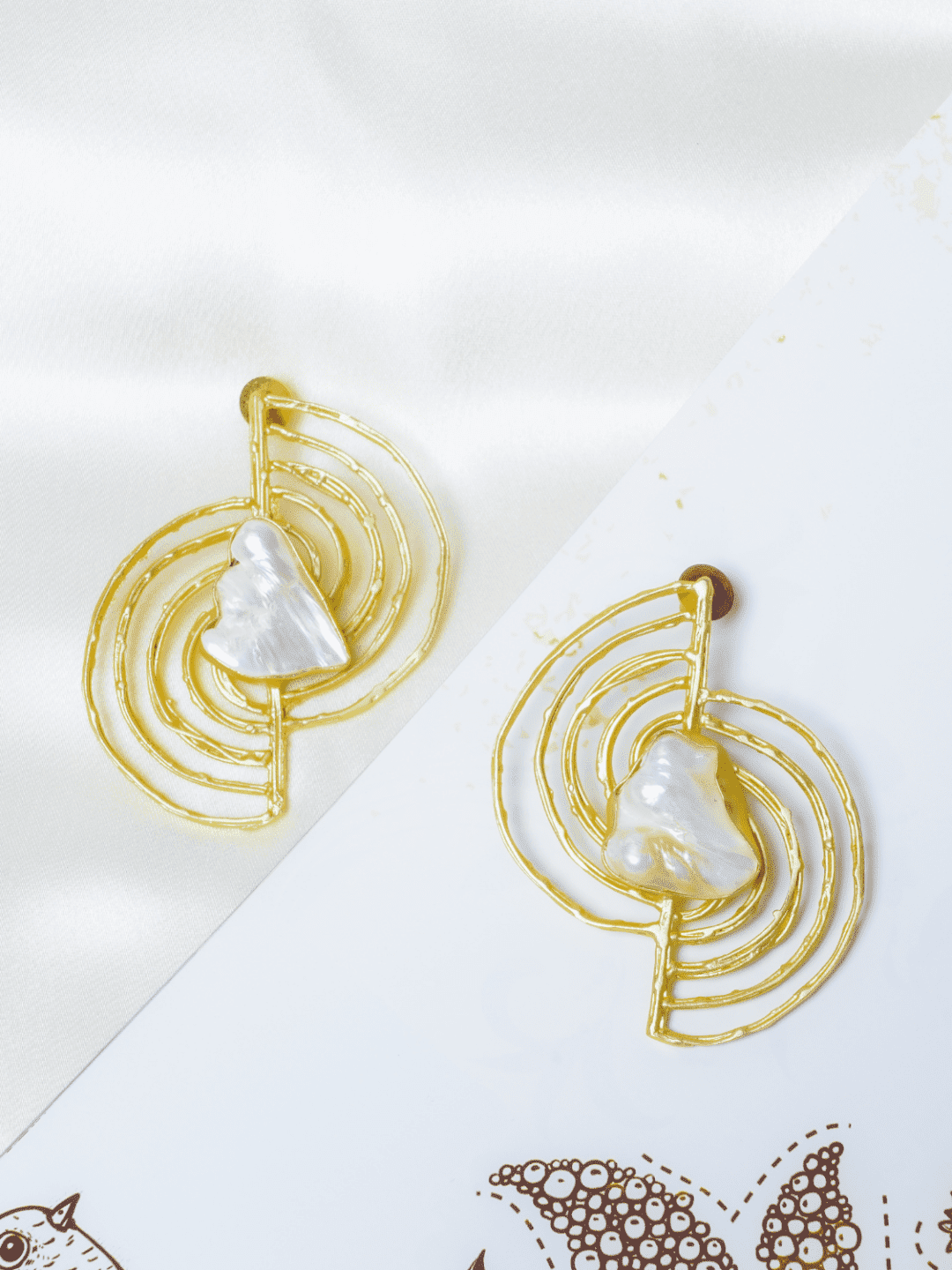 Irdis Two Halves Pearl Danglers - QUEENS JEWELS