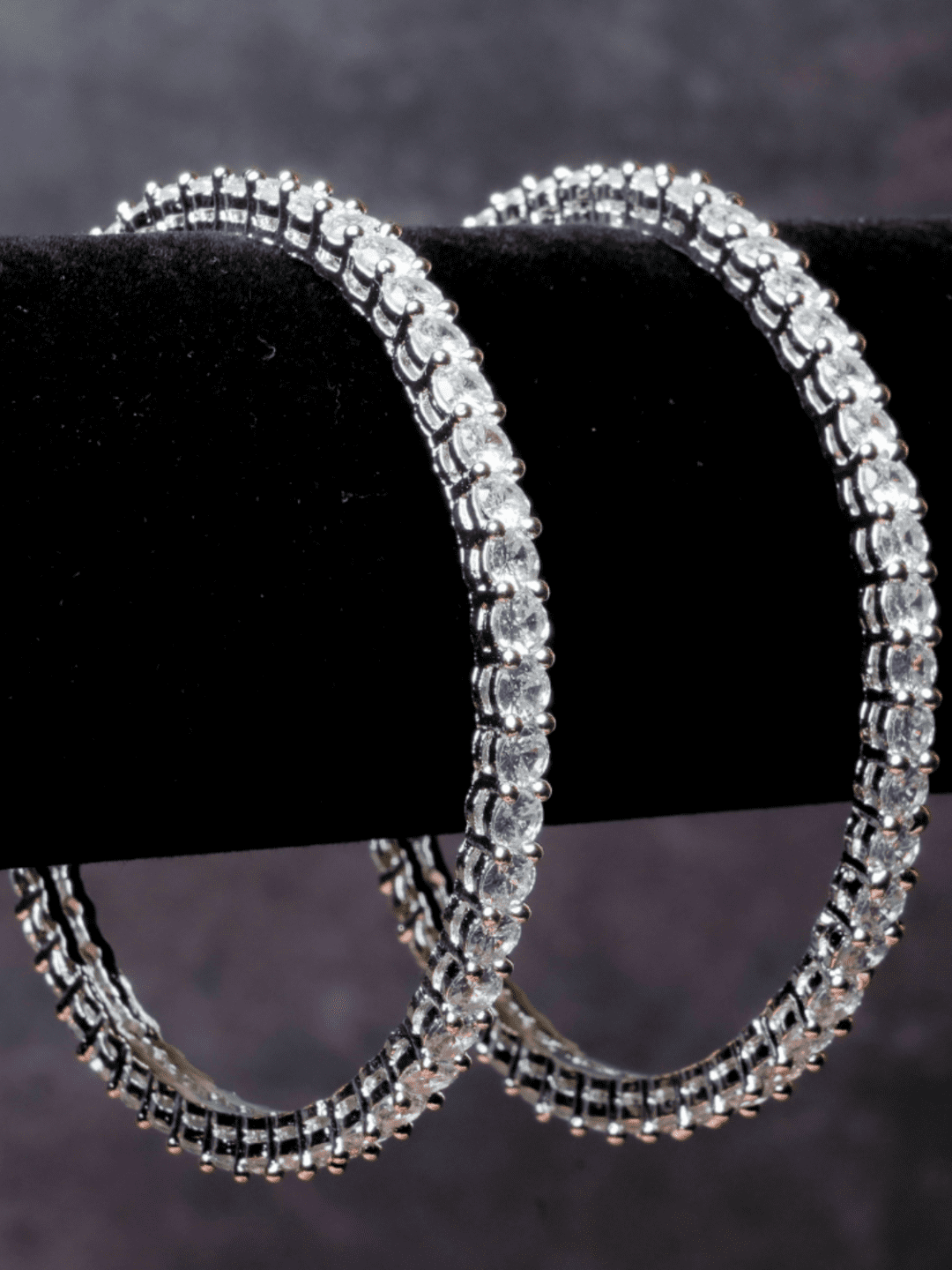 Dazzling American Diamond Bangle Pair - QUEENS JEWELS