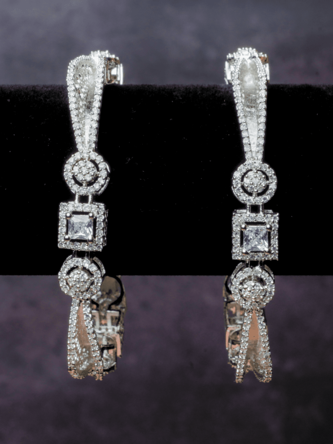 Maryam Silver American Diamond Bangle Pair - QUEENS JEWELS