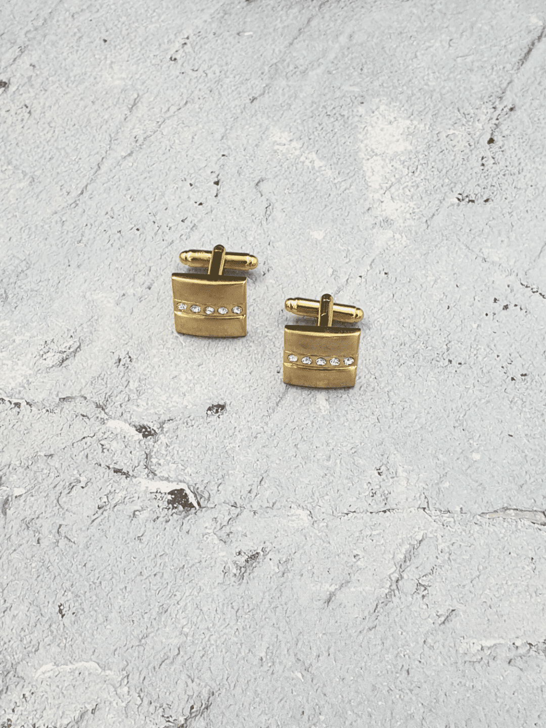 Gold Color Aristocratic Diamante Cufflinks - QUEENS JEWELS