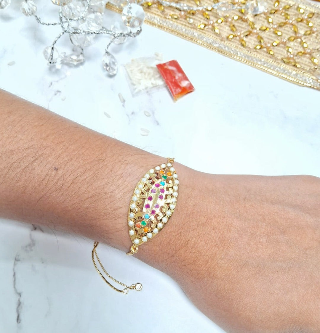 Evileye Look Alike  Jadau Bracelet Rakhi - QUEENS JEWELS