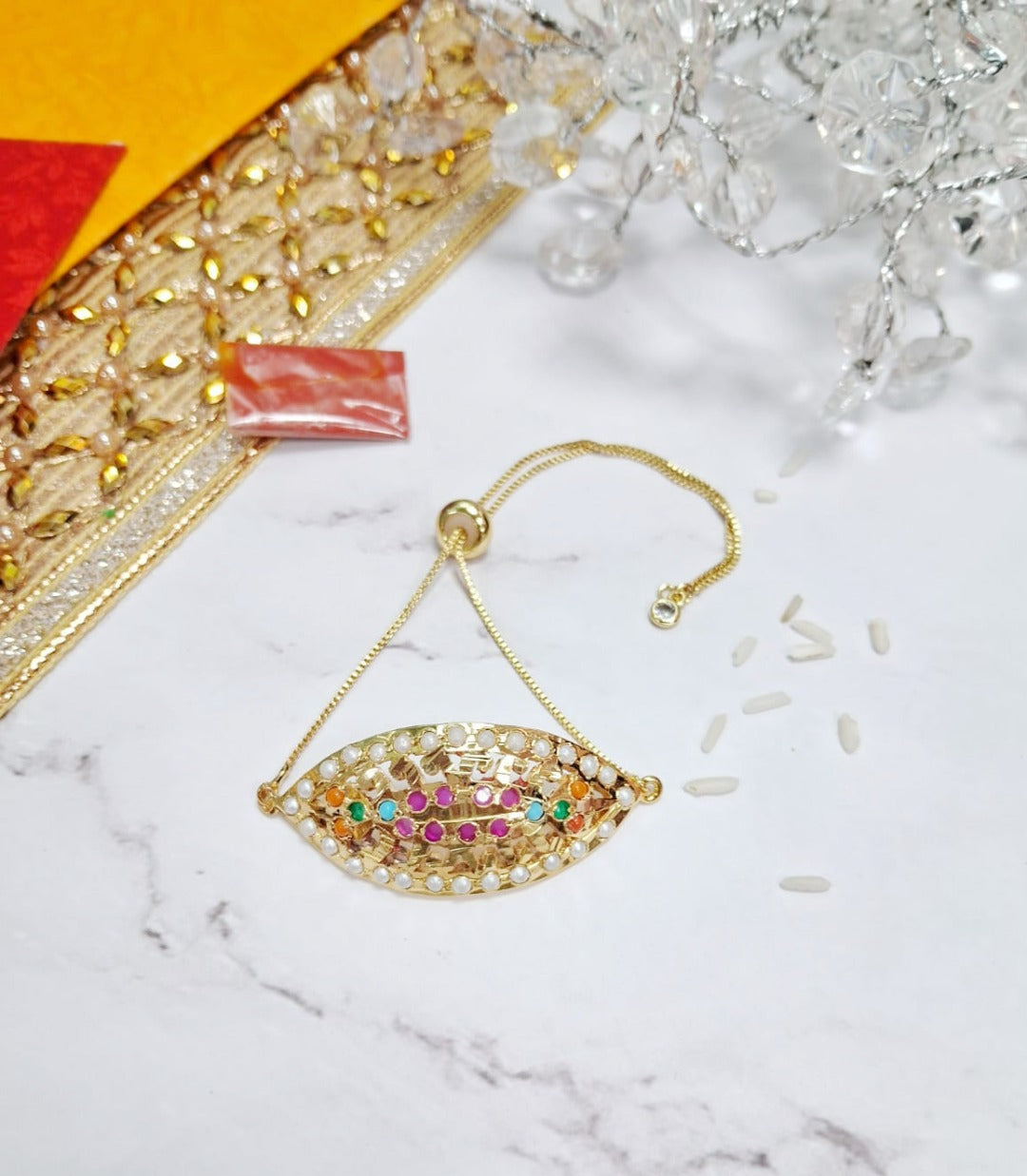 Evileye Look Alike  Jadau Bracelet Rakhi - QUEENS JEWELS