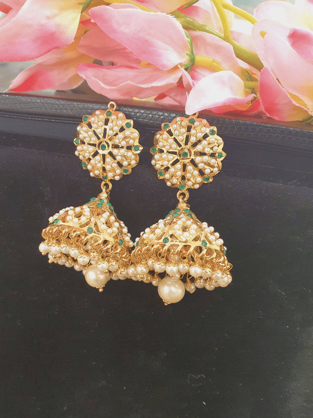 Traditional Bridal Jadau Jhumki Earrings - QUEENS JEWELS