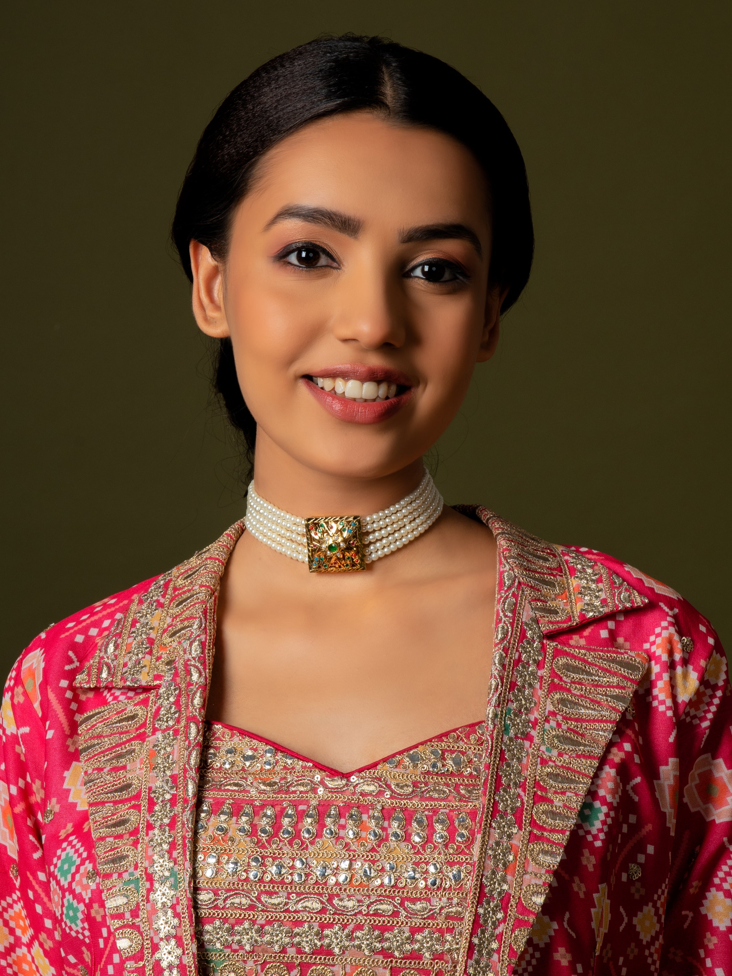 Navratan Square Jadau Choker - QUEENS JEWELS