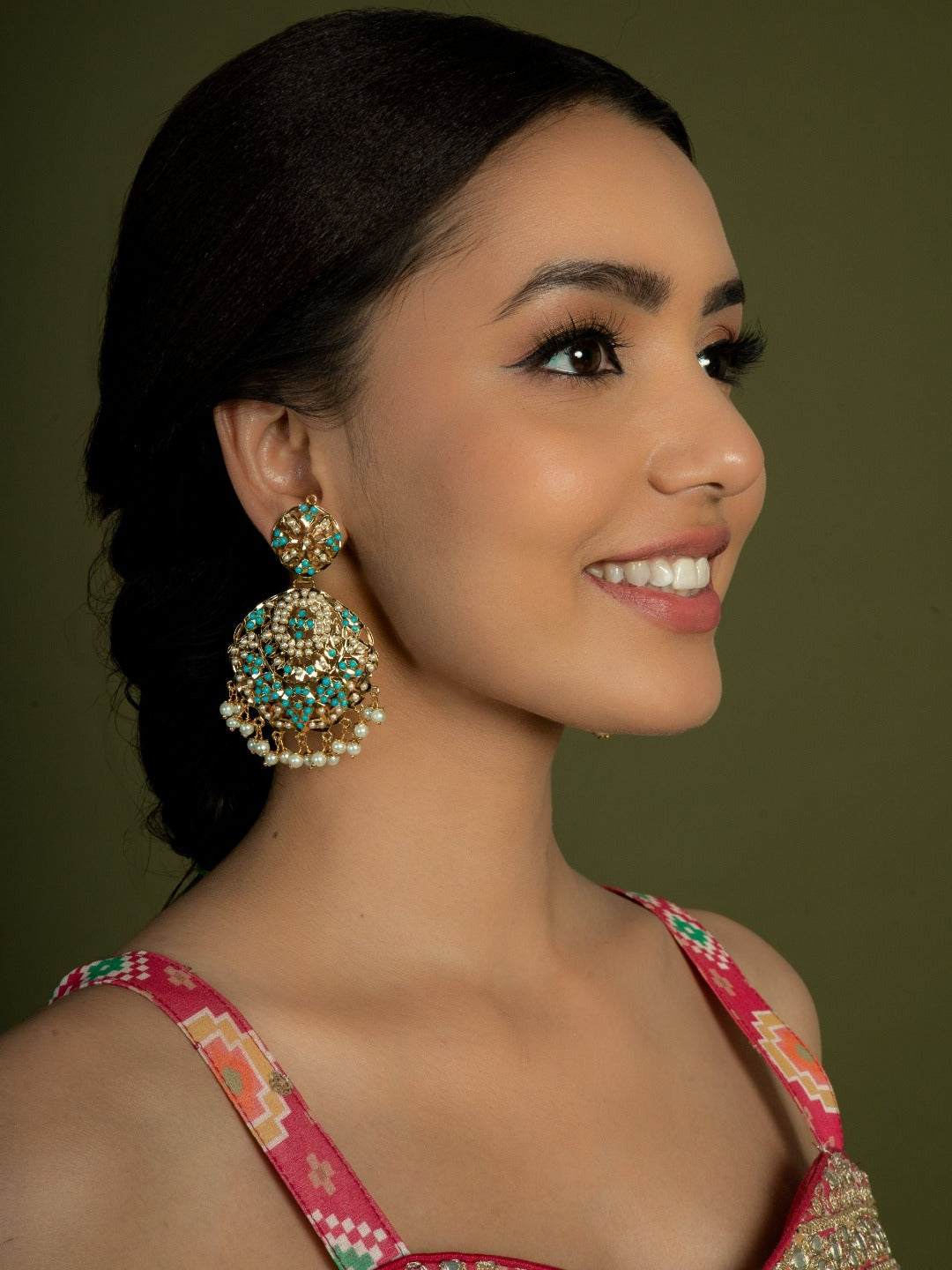 Alisha Jadau Chaandbali Earrings - QUEENS JEWELS