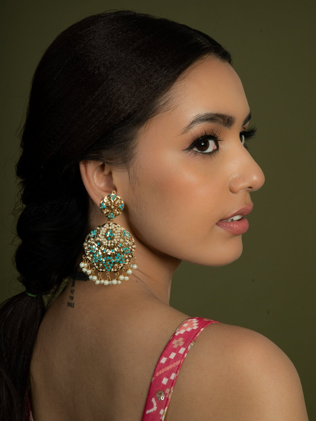 Alisha Jadau Chaandbali Earrings - QUEENS JEWELS