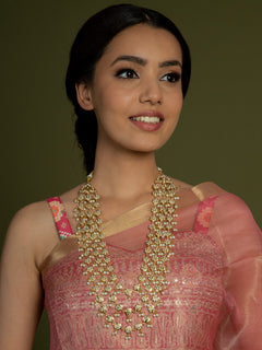 Pearl White Multilayer Jadau Necklace - QUEENS JEWELS