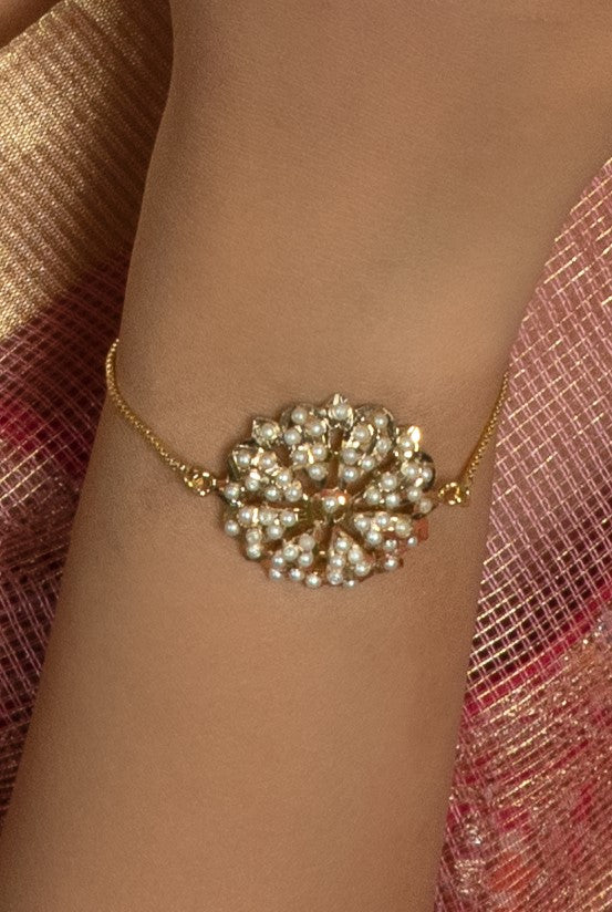Mira Jadau Adjustable Bracelet Rakhi - QUEENS JEWELS