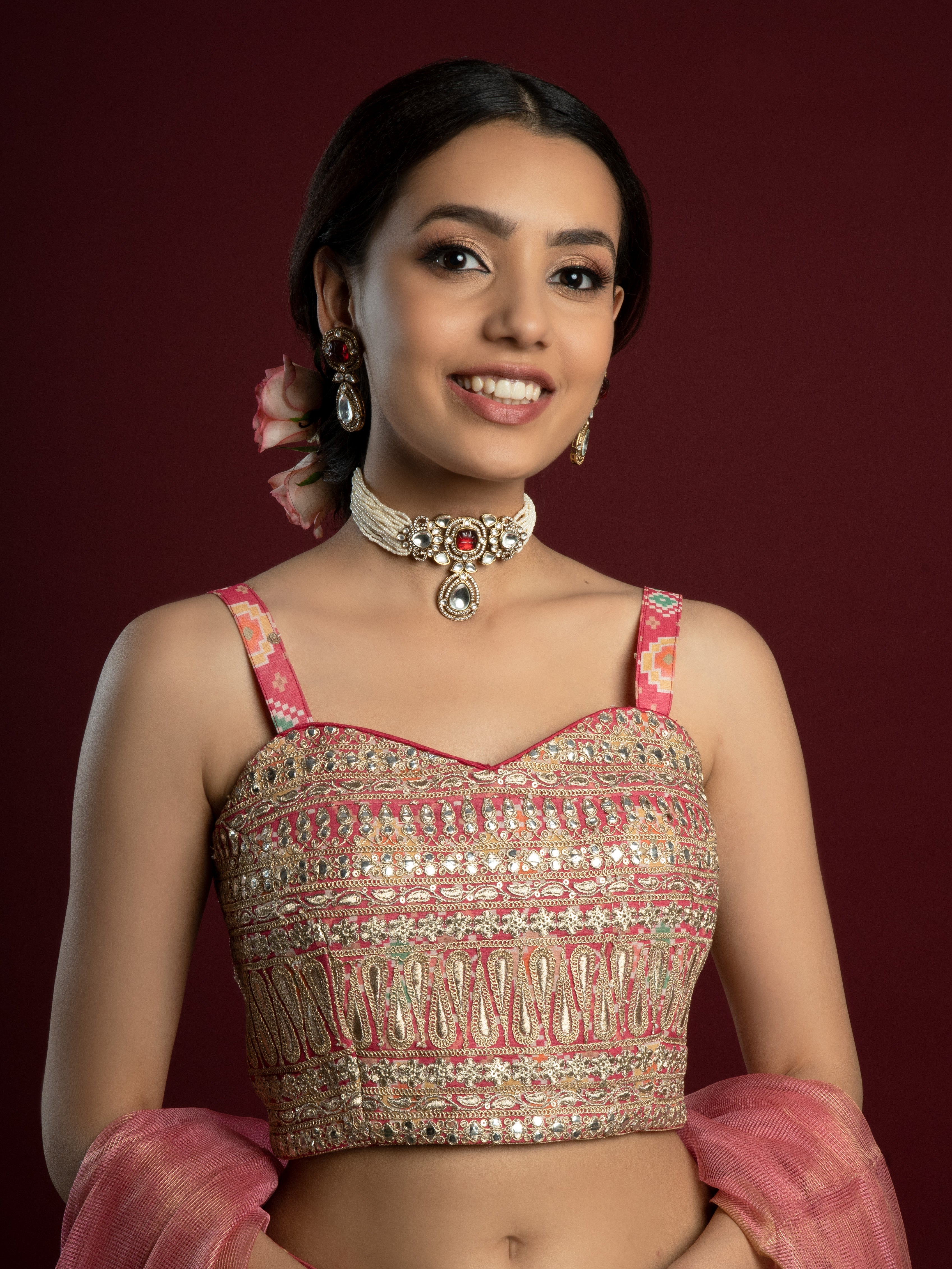 Zeenat Kundan Choker With Earrings - QUEENS JEWELS