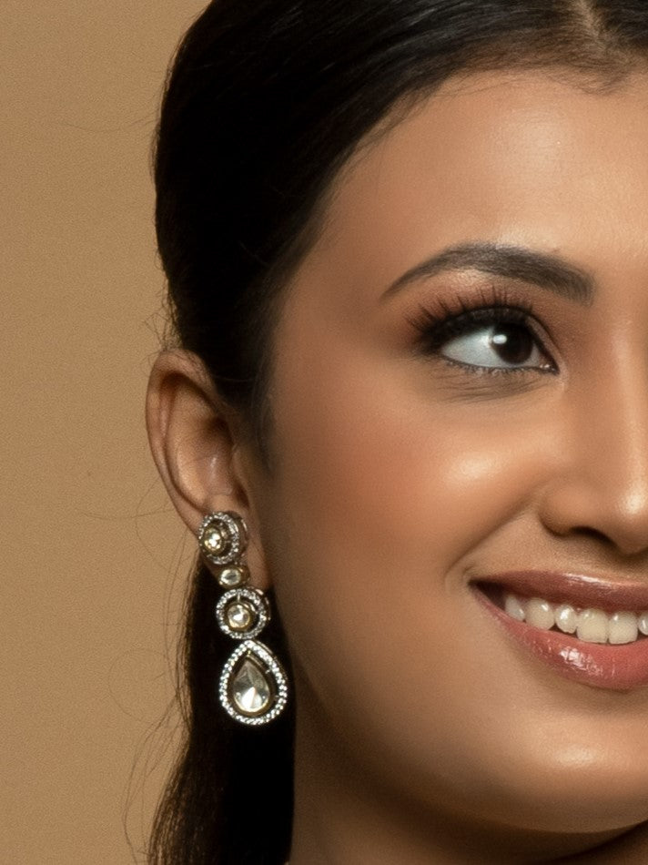 Victorian Style Polki Kundan Necklace Set with Earrings - QUEENS JEWELS