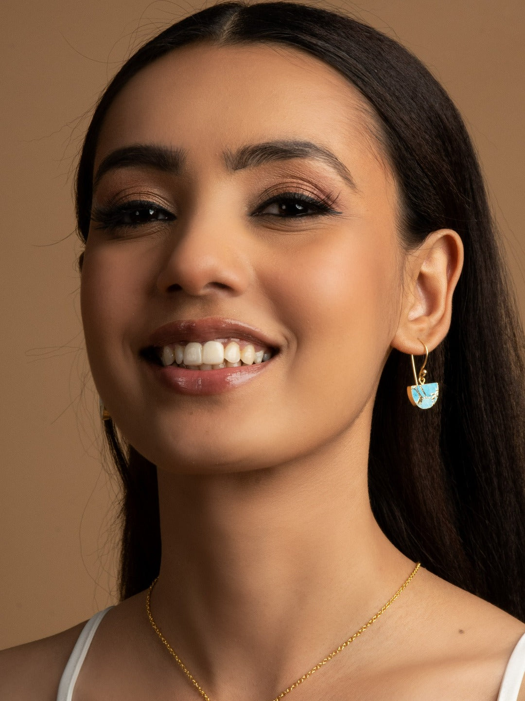 Crescent Gold Plated Necklace & Earrings Set - QUEENS JEWELS