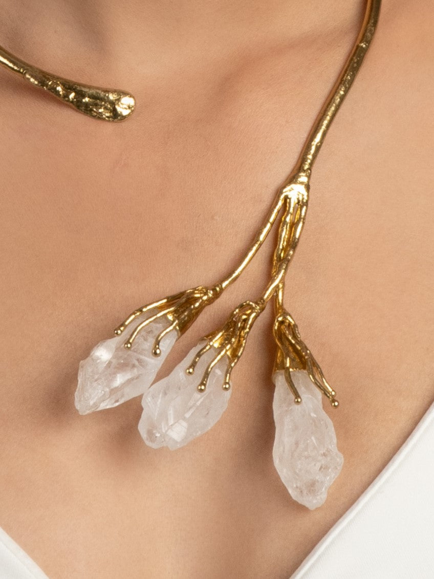 Gold Plated Crystal Necklace - QUEENS JEWELS