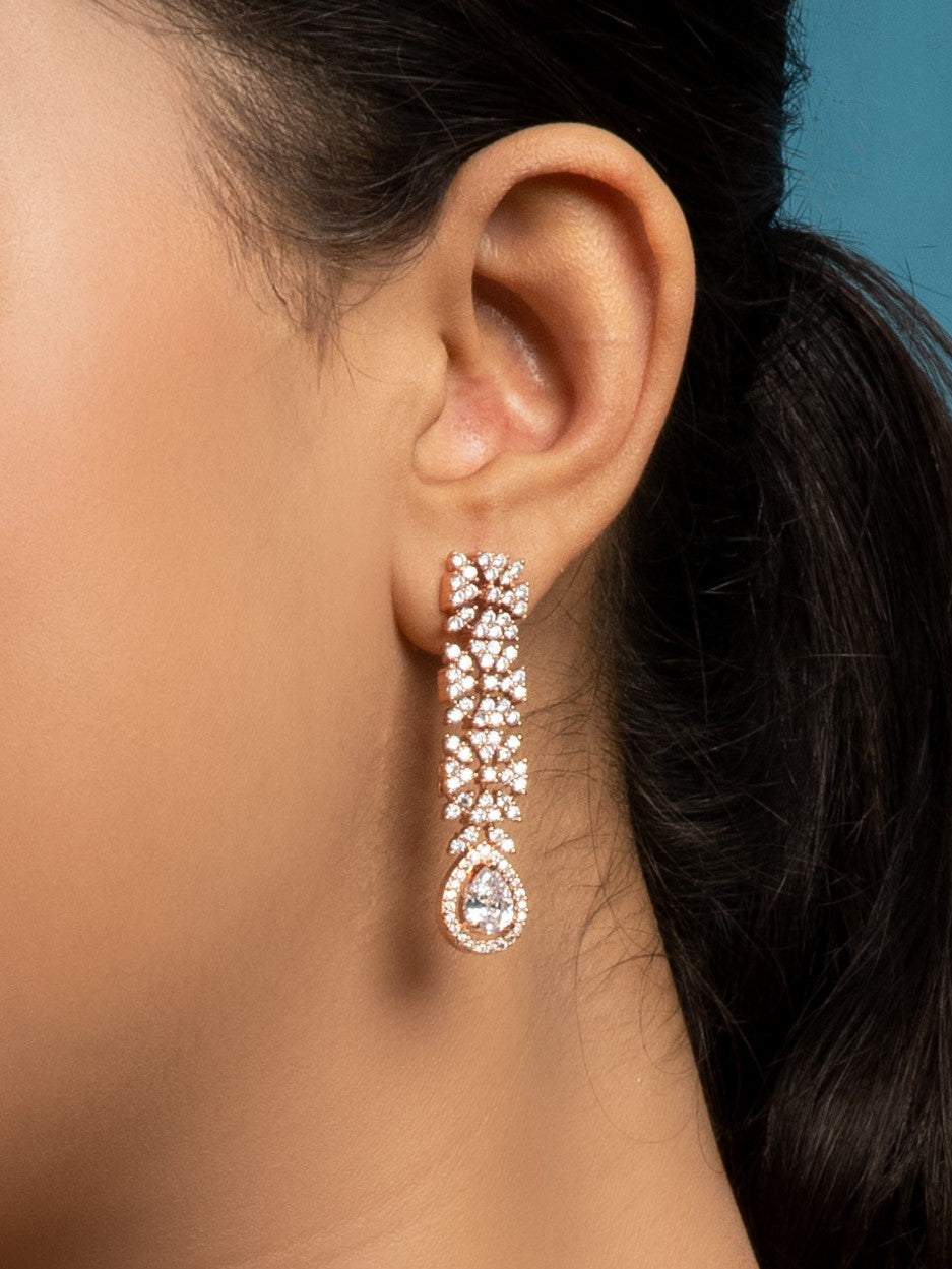 Saisha American Diamond Choker With Earrings (Necklace and Earrings Set) - QUEENS JEWELS