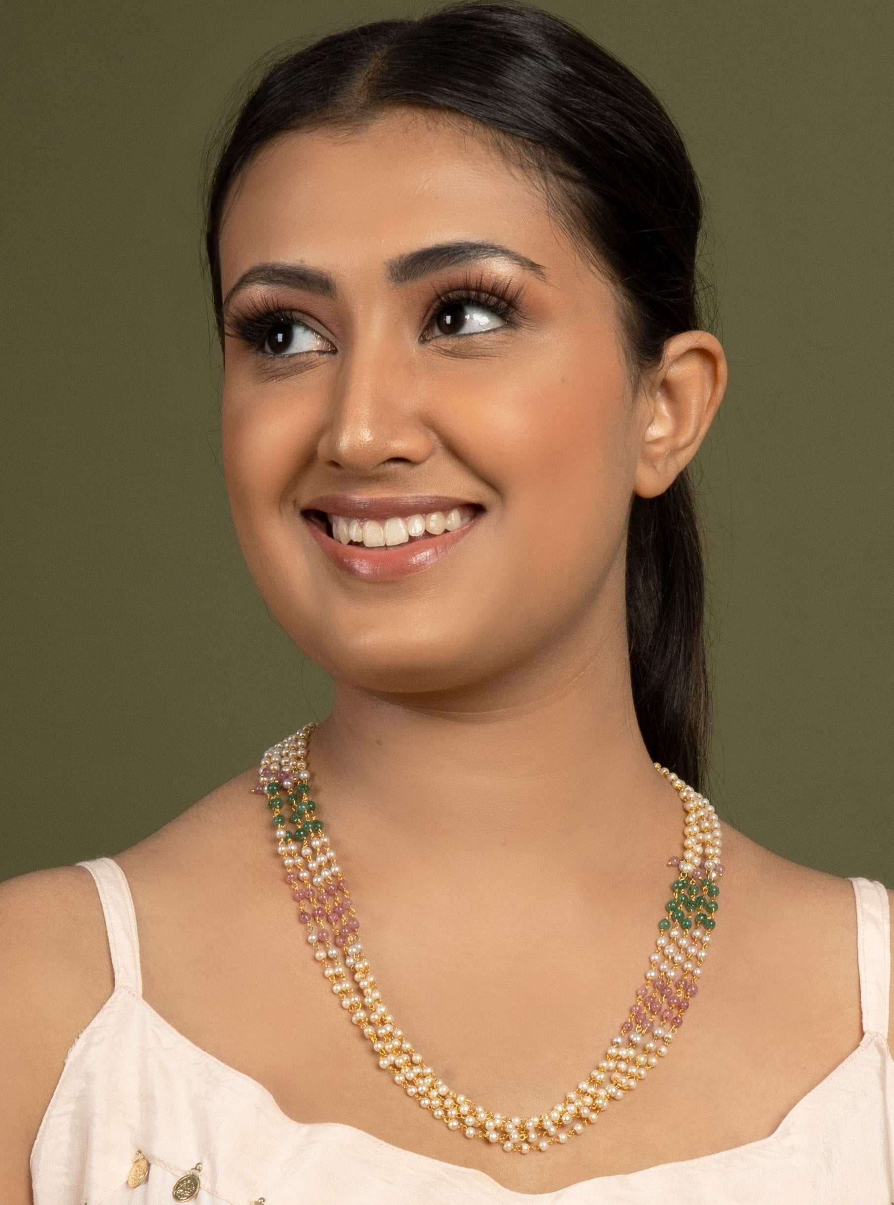 Multi Layered Designer Pearl String Necklace - QUEENS JEWELS