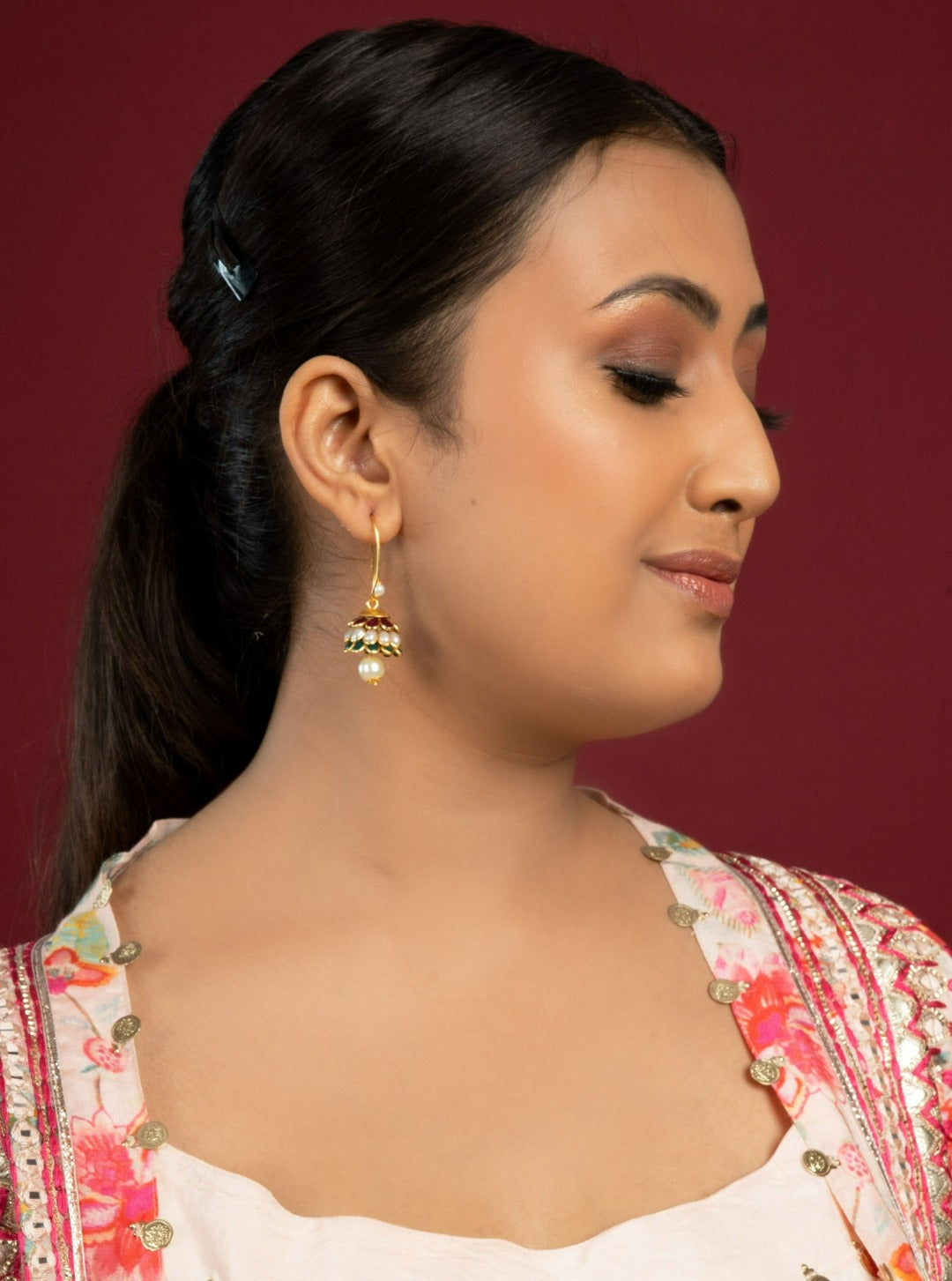 Anika Pachi Jhumka Earrings - Multicolor - QUEENS JEWELS