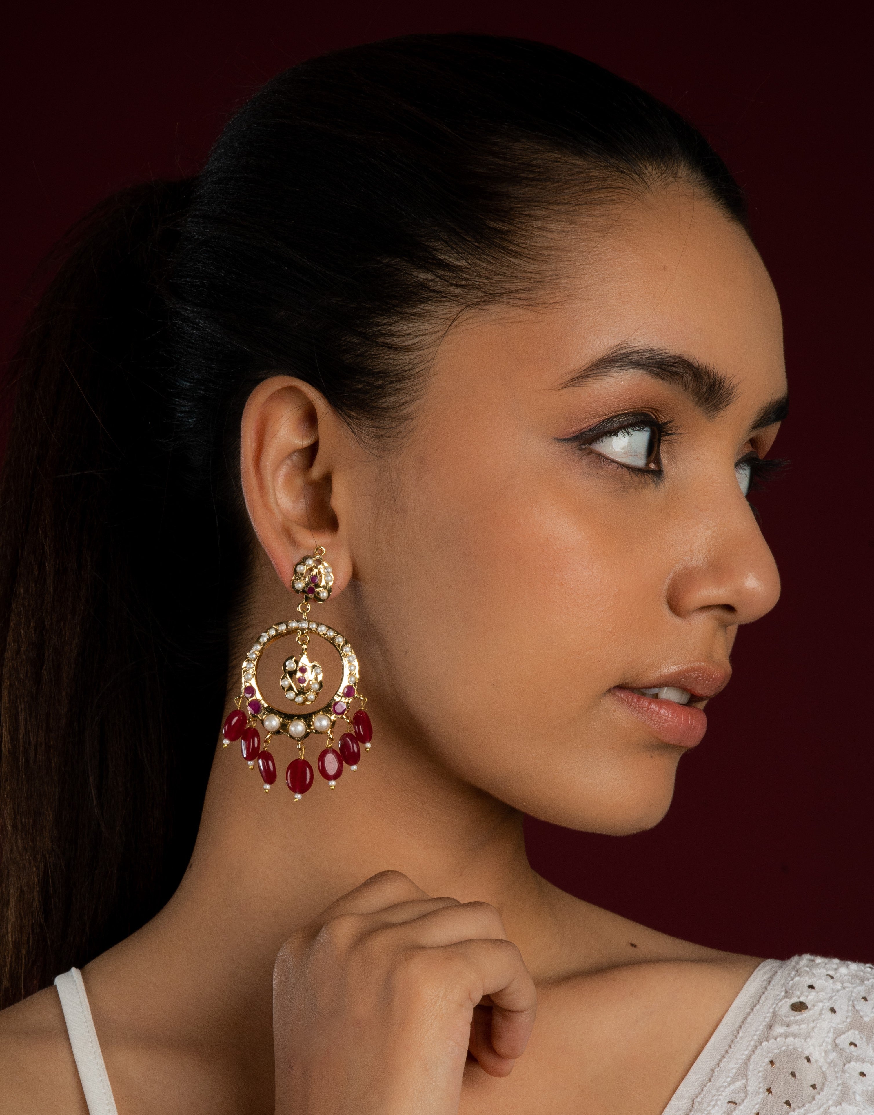 Arya Jadau Chaandbali - QUEENS JEWELS