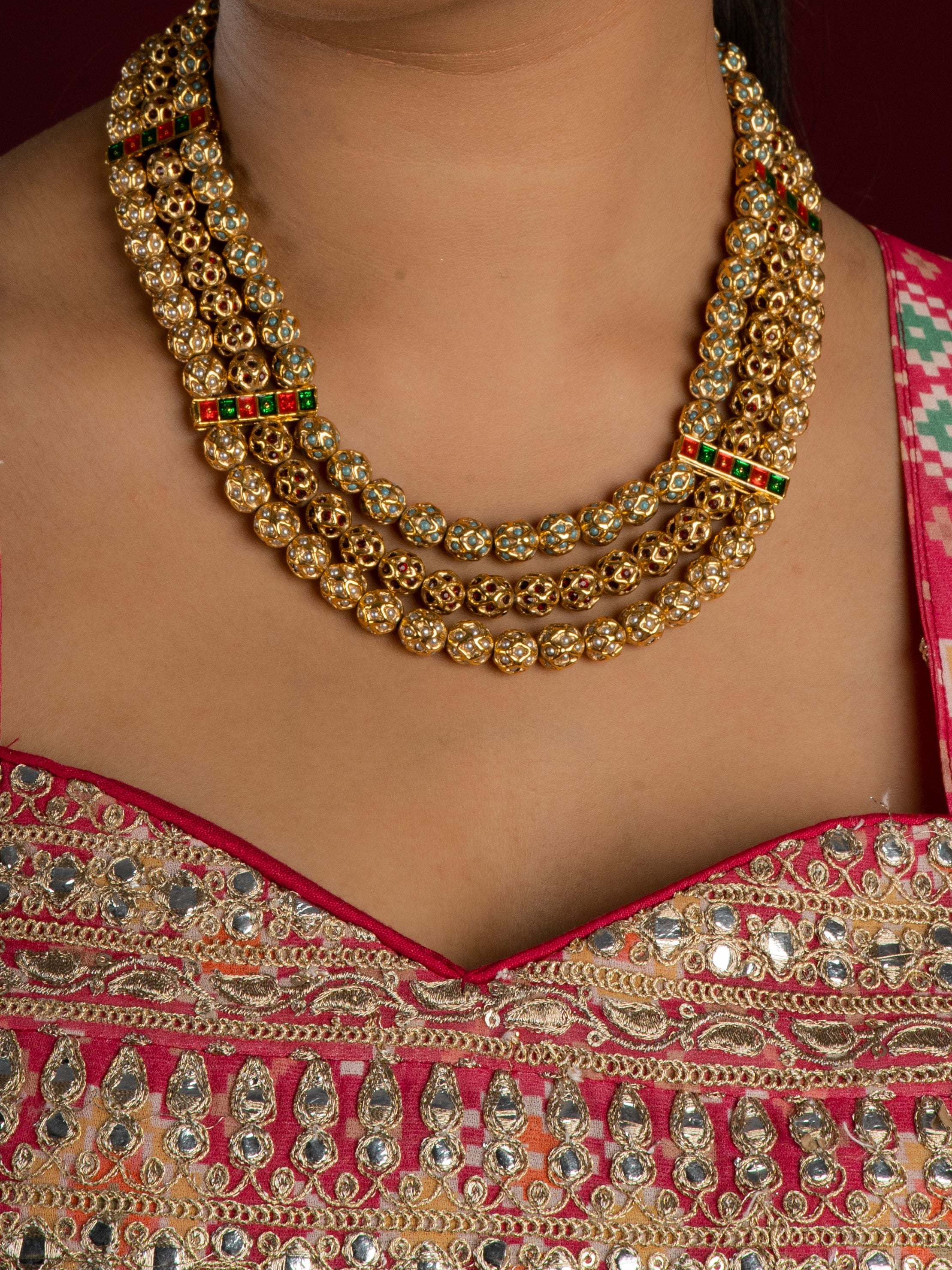 Multilayer Jadau Sonamoti Necklace - QUEENS JEWELS