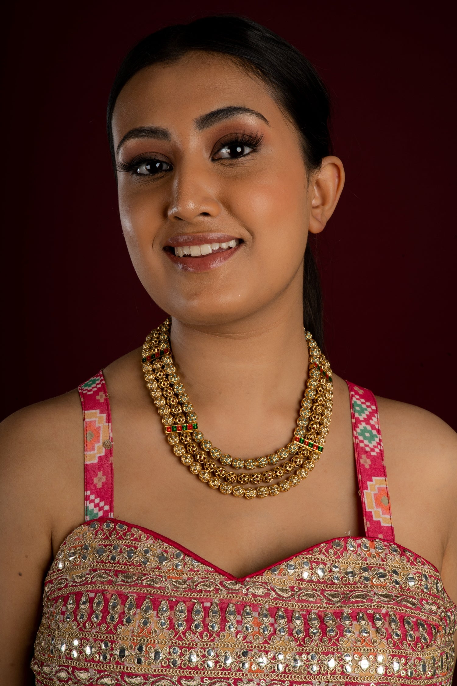 Multilayer Jadau Sonamoti Necklace - QUEENS JEWELS